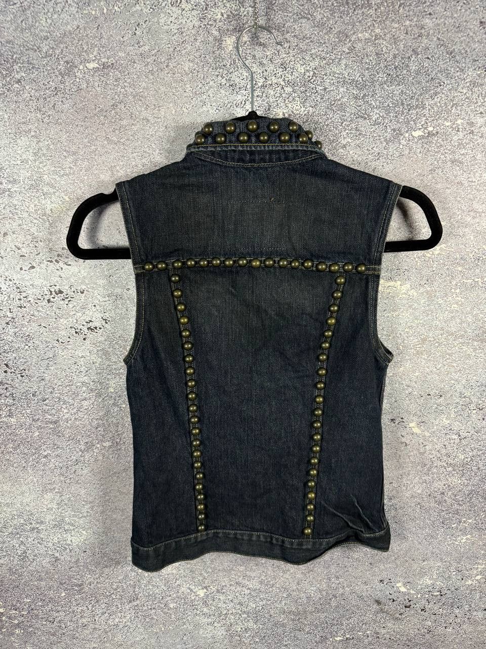 Allsaints × Vintage AllSaints Spitalfields Biker Studded Denim Vests Gilet S sz Size S / US 4 / IT 40 - 8 Thumbnail