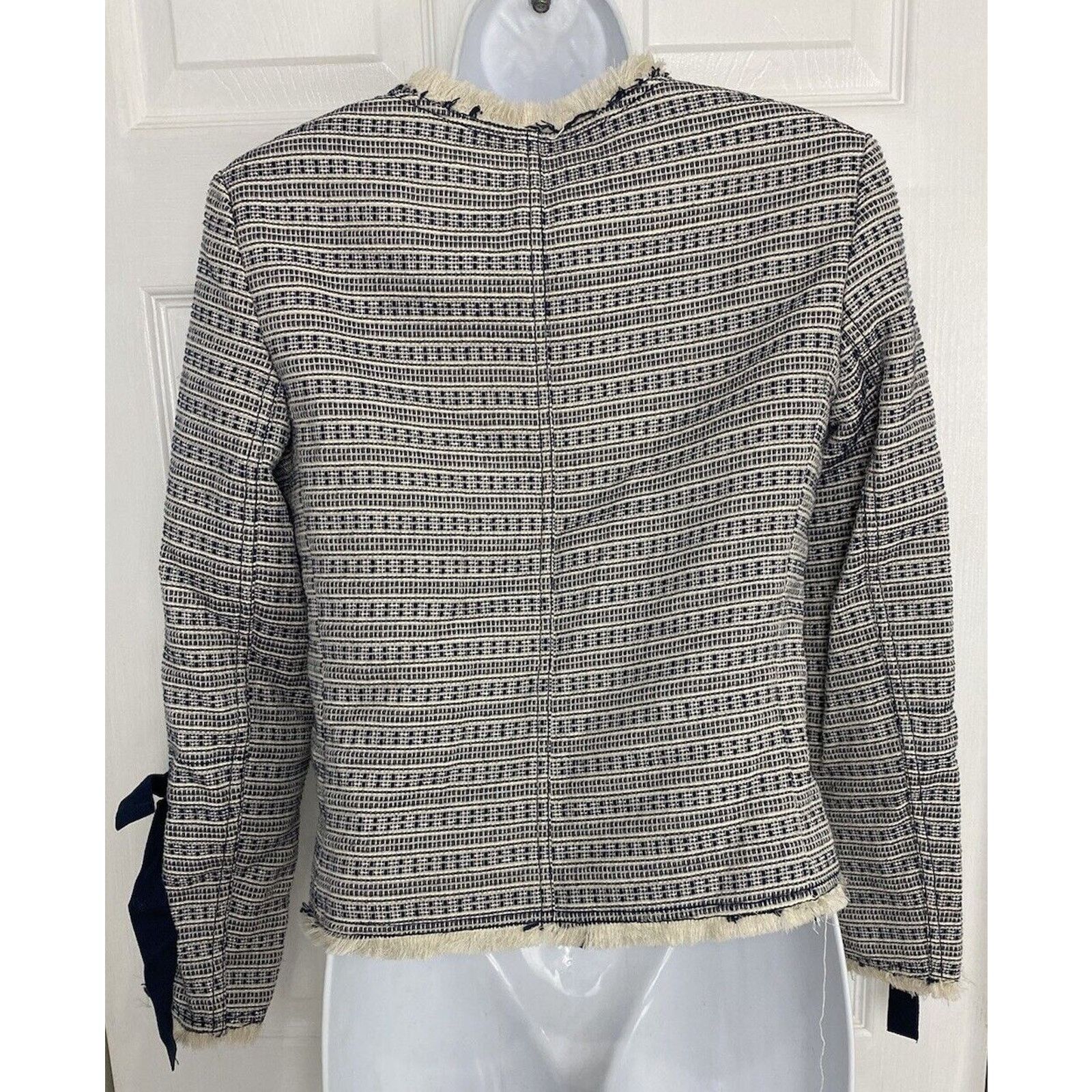 Club Monaco CLUB MONACO Parelle Manteaux Cropped Zip Jacket Tweed Bows Size XS / US 0-2 / IT 36-38 - 7 Thumbnail