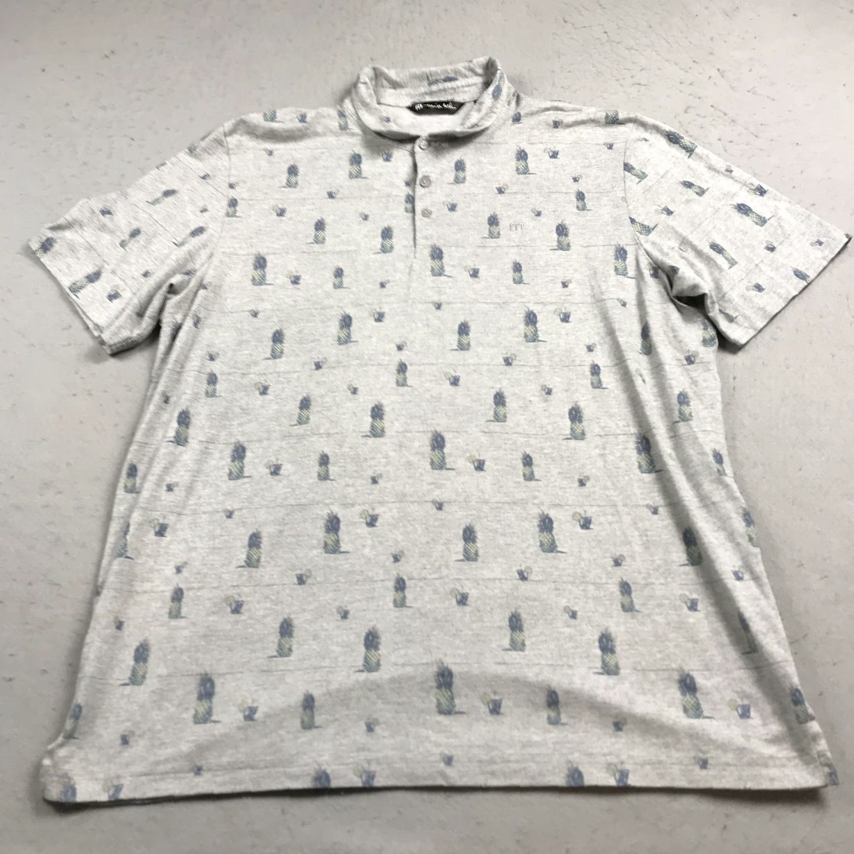 TravisMathew Travis Mathew Polo Shirt Mens 2XL Gray Golf AOP Summer Short Sleeve Collared Polo Mens 2XL Gray USA Hawaiian Flag Theme Size US XXL / EU 58 / 5 - 2 Thumbnail