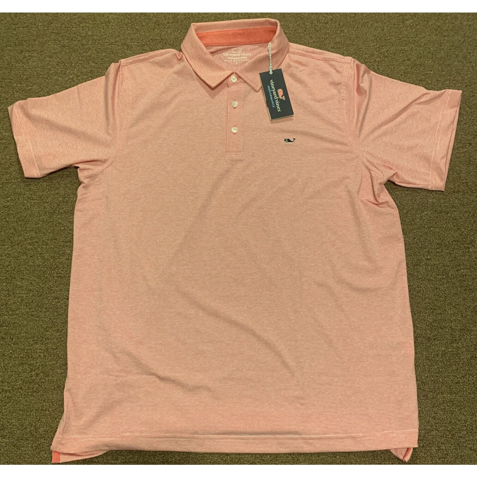 Vineyard Vines Polo Shirt Mens Large Performance Red Striped