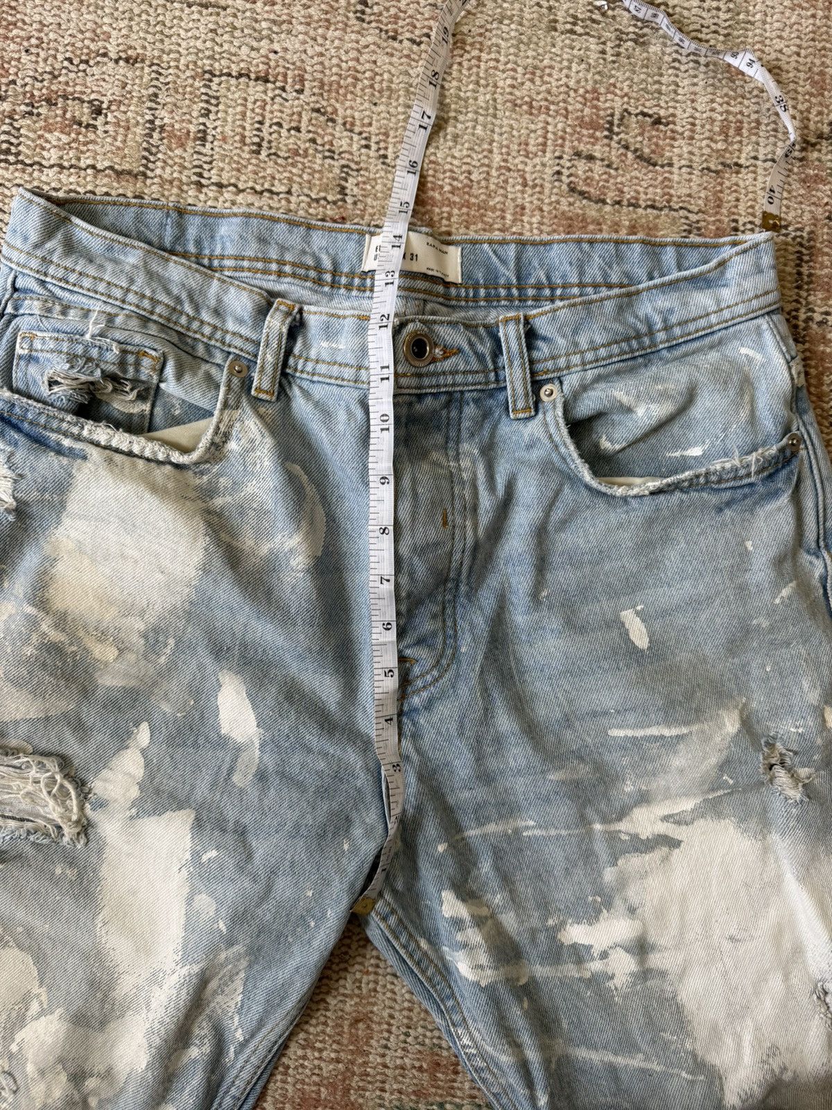 Zara Paint Splattered Cropped Zara Blue Denim jeans Size US 31 - 7 Thumbnail