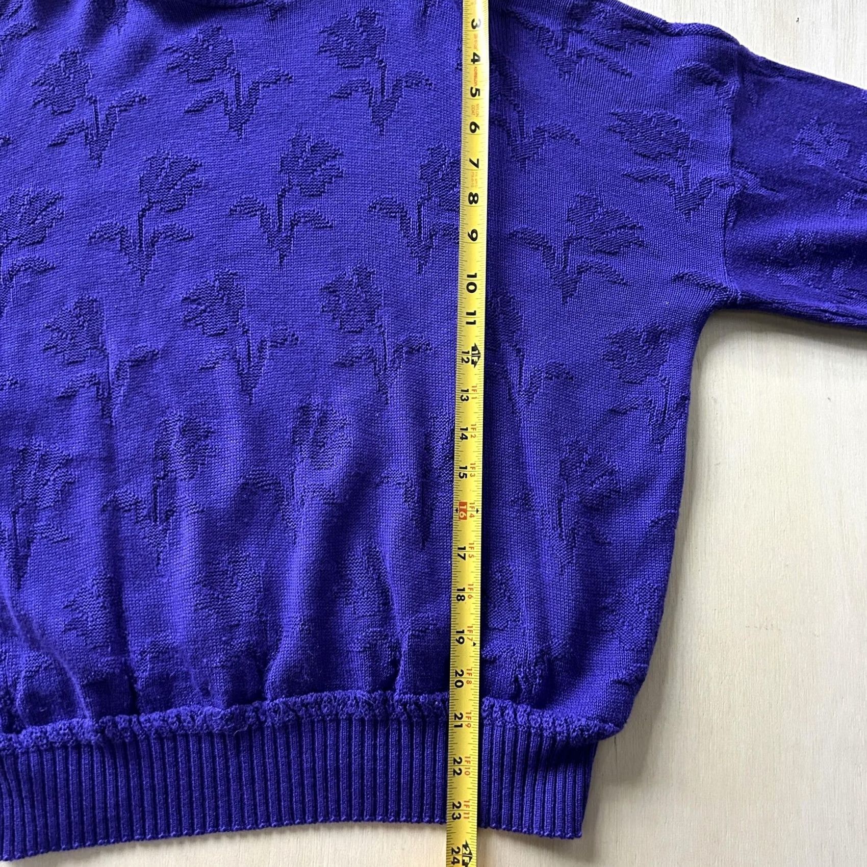 Vintage Vintage Kenneth Too! Sweater Womens Large Purple Mock Neck Floral Knit Pullover Size L / US 10 / IT 46 - 5 Thumbnail