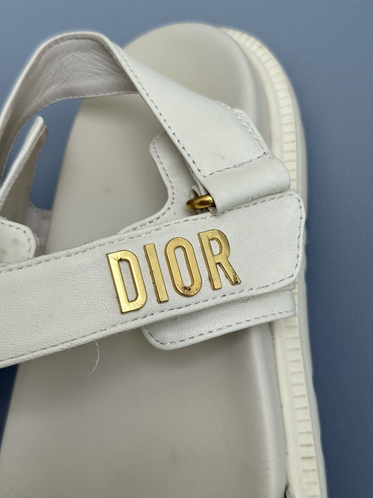 Dior Dior Dioract Sandal Ivory Lambskin Gold Logo Size US 9 / IT 39 - 10 Thumbnail
