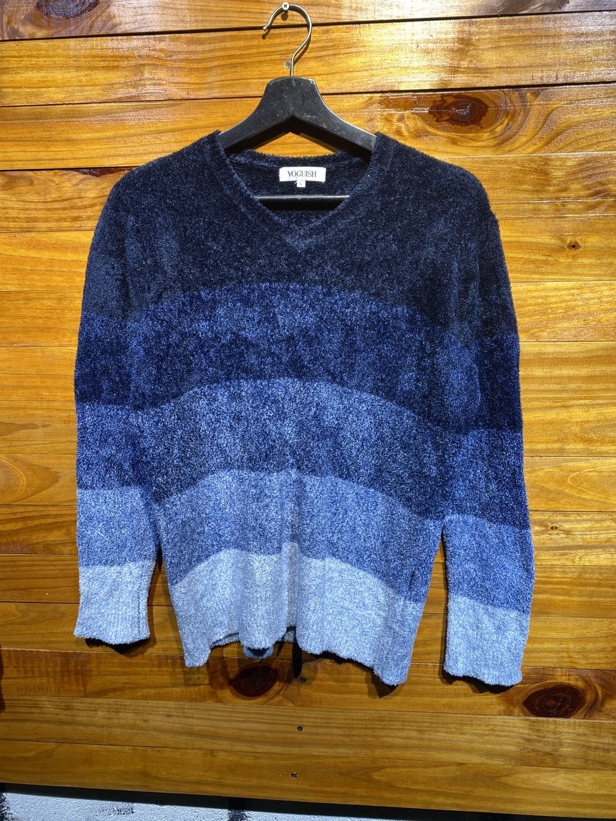Japanese Brand Vintage Voguish Striped Sweater – Blue Ombre Knitwear Size M / US 6-8 / IT 42-44 - 2 Thumbnail