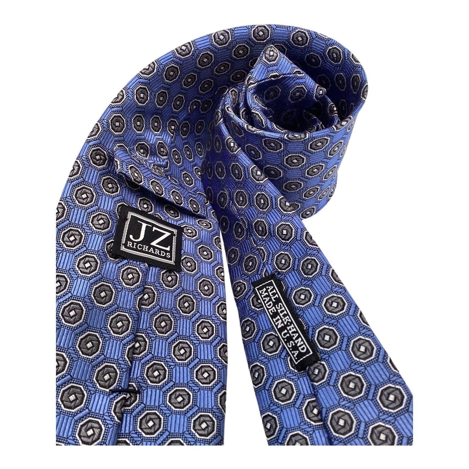 Other JZ RICHARDS Blue Geometric Luxury Silk Tie Hand Made In USA Size ONE SIZE - 3 Thumbnail