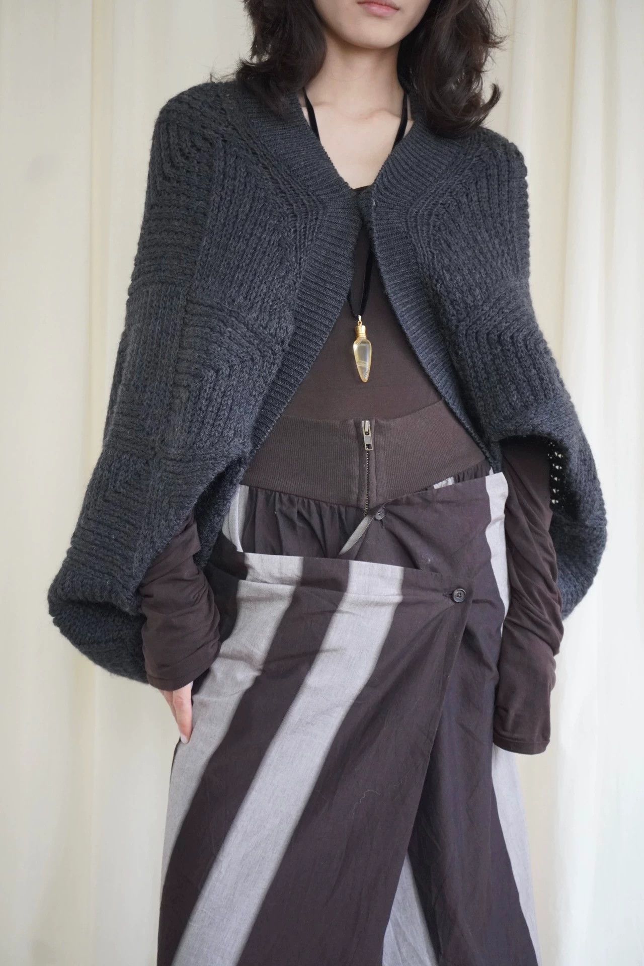 Junya Watanabe Junya Watanabe 2000s Batwing Cape Wool Cardigan Size ONE SIZE - 6 Thumbnail