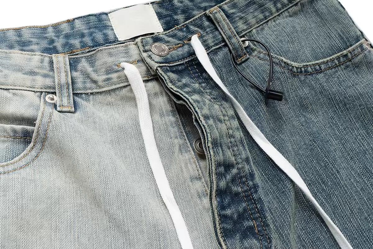 Japanese Brand × Jean Asymmetric Patchwork Drawstring Loose Jeans Size US 32 / EU 48 - 6 Thumbnail