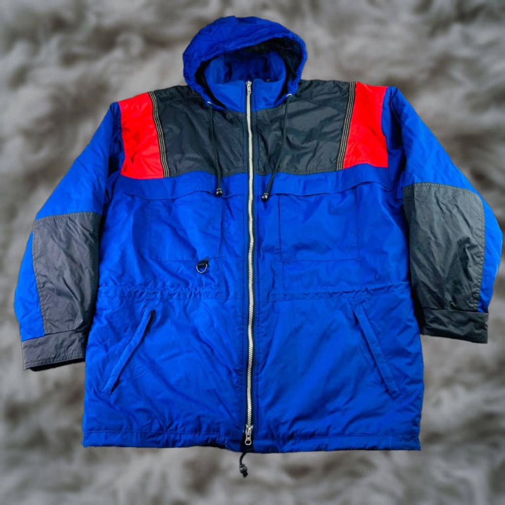 Gap VINTAGE Gap GP Tech Jacket Windbreaker M Royal Blue Black Zip Hooded Water Resistant Windproof Zipper Pockets Mens Size US M / EU 48-50 / 2 - 1 Thumbnail