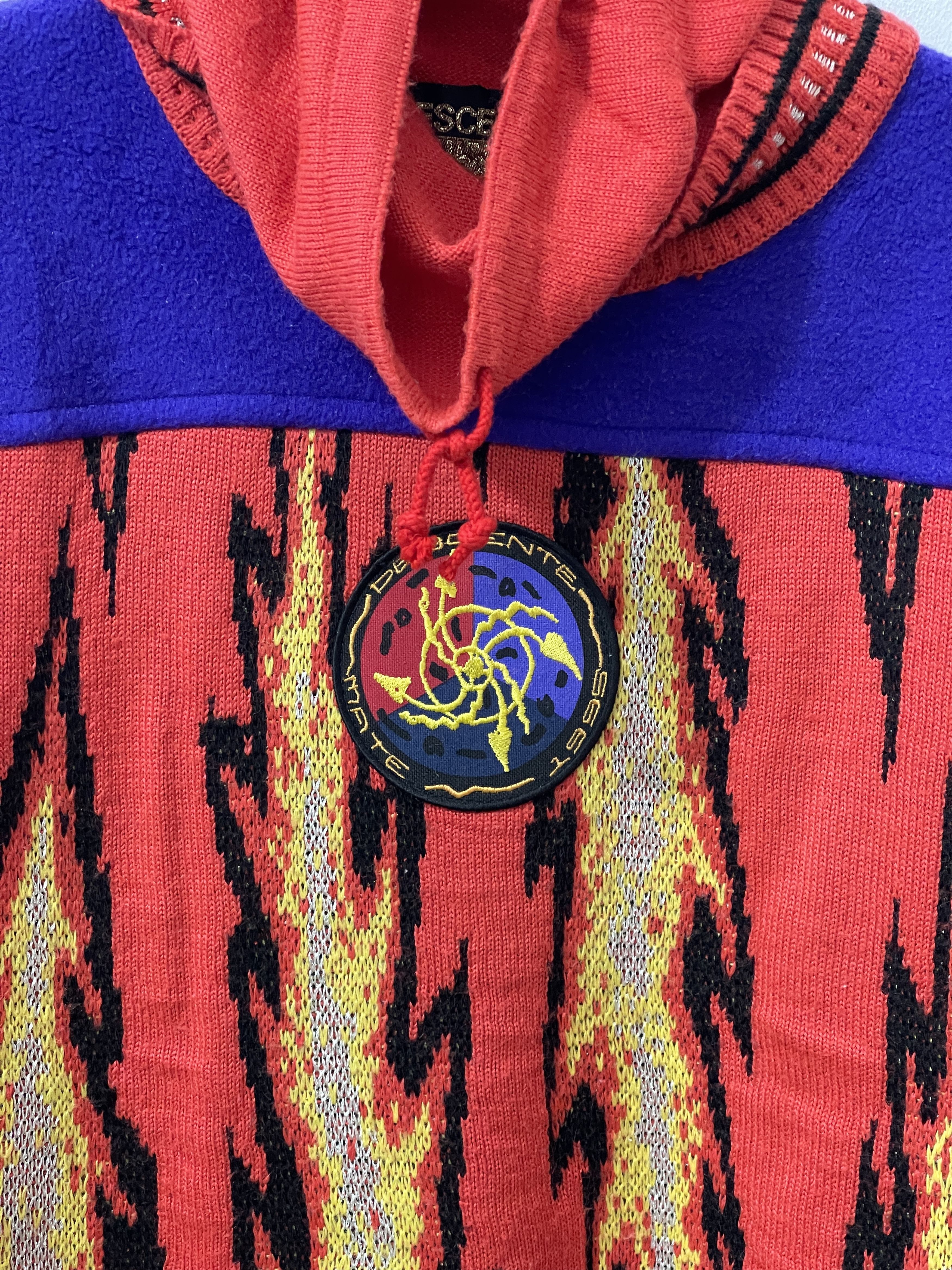 Vintage 90s Descente Crazy Fire Flames Ninja Longsleeve Size US L / EU 52-54 / 3 - 2 Thumbnail