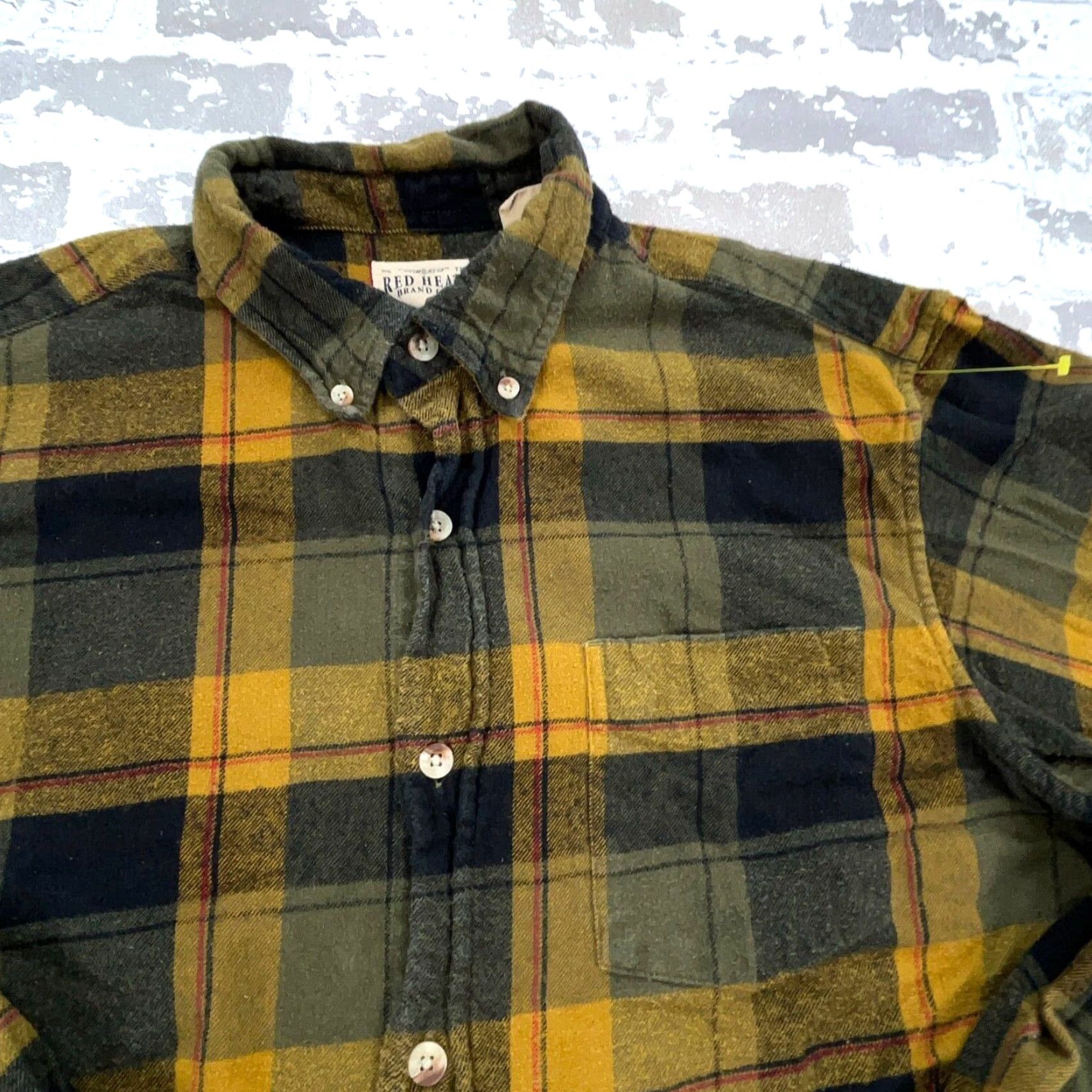 Vintage RedHead Button-Up Shirt Men L Flannel Plaid Yellow Green Heavyweight All Seasons Pockets Casual Outdoor Size US L / EU 52-54 / 3 - 5 Thumbnail