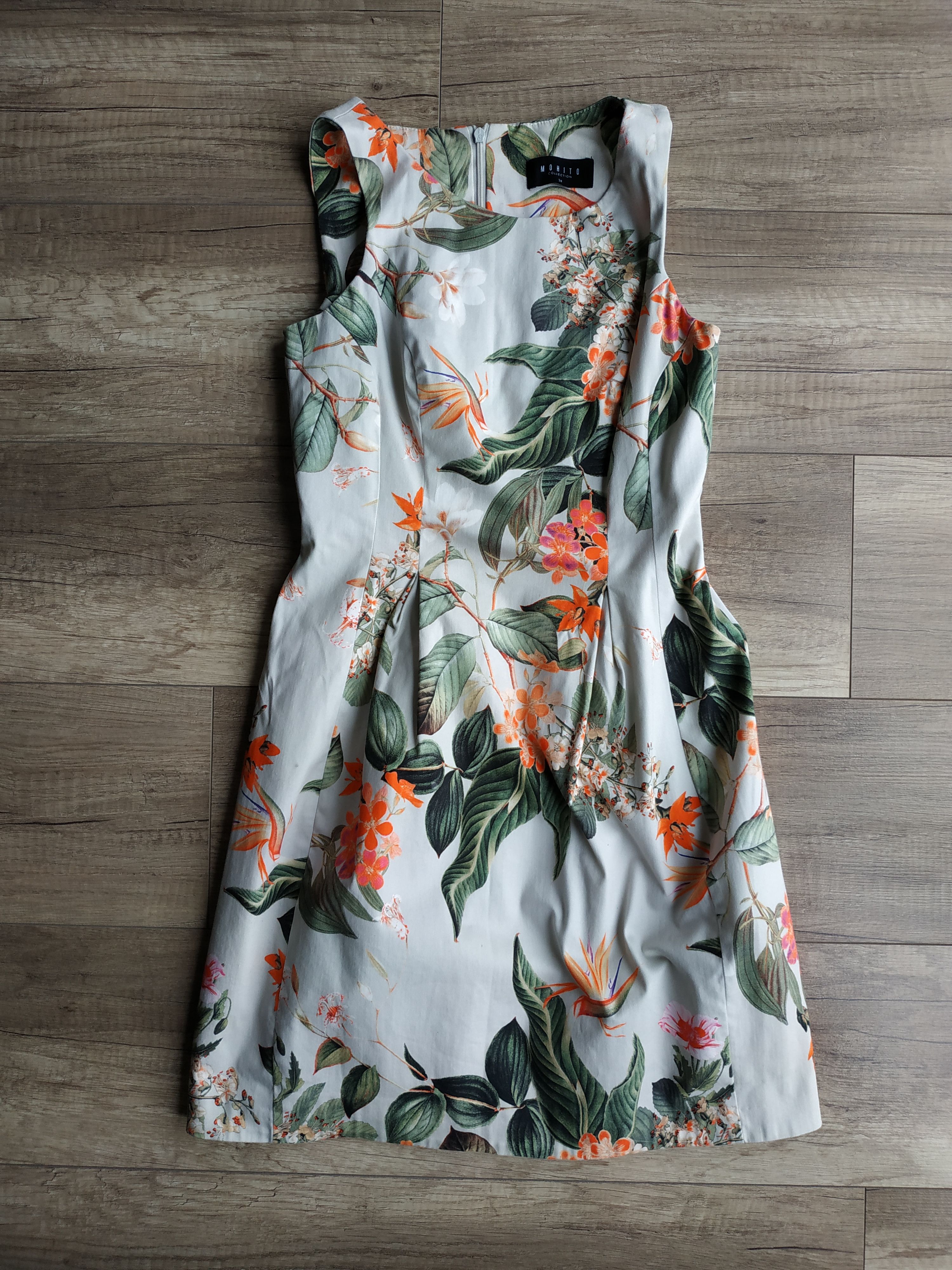 Designer MOHITO Women's Floral Print Midi A-Style Dress, s. 34 (XS-S) Size XS / US 0-2 / IT 36-38 - 1 Thumbnail