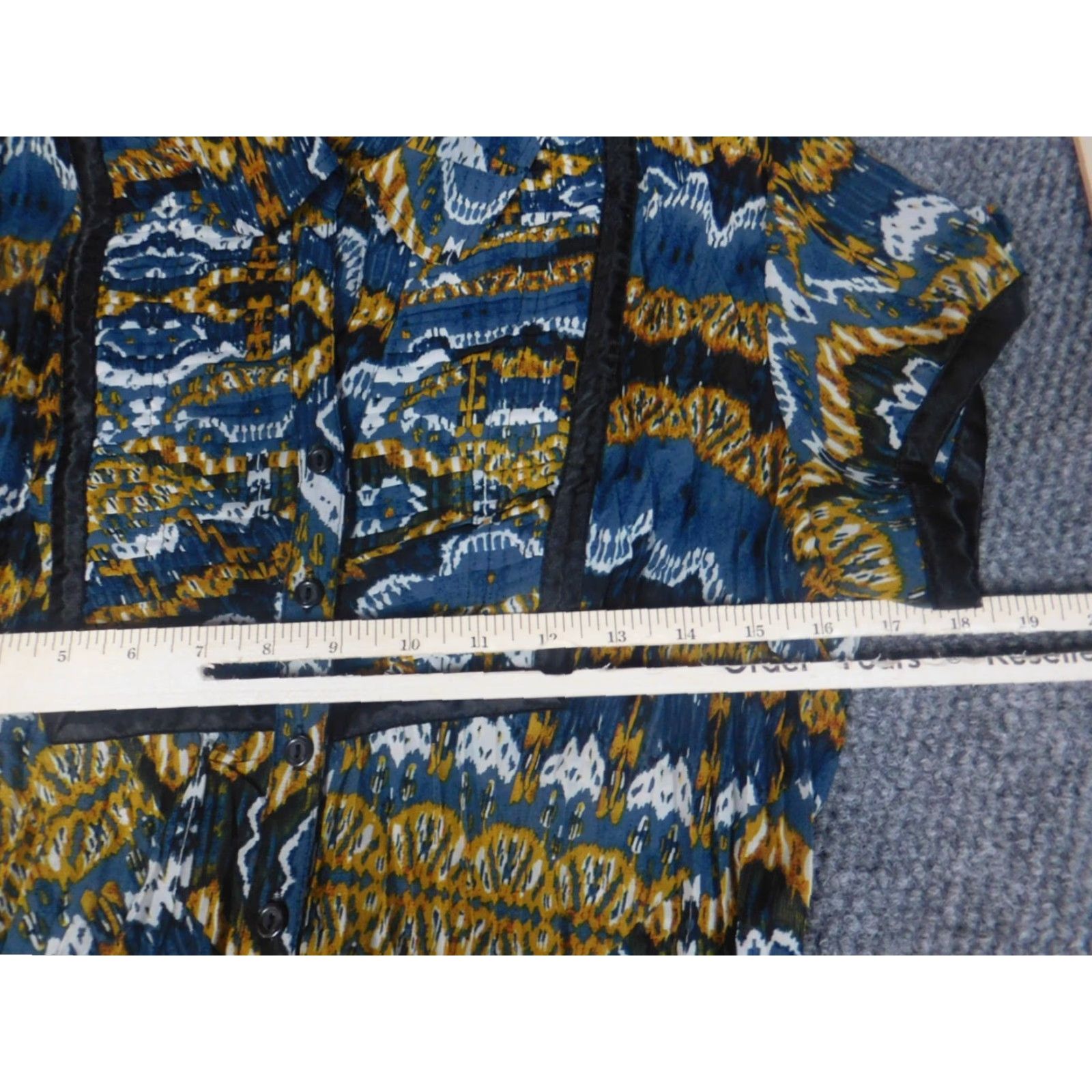 Vintage NY Collection Blouse Womens Large Blue Shirt Short Sleeve Collared Pullover Regular Cotton Rayon Stretch Casual Basic Size L / US 10 / IT 46 - 5 Thumbnail
