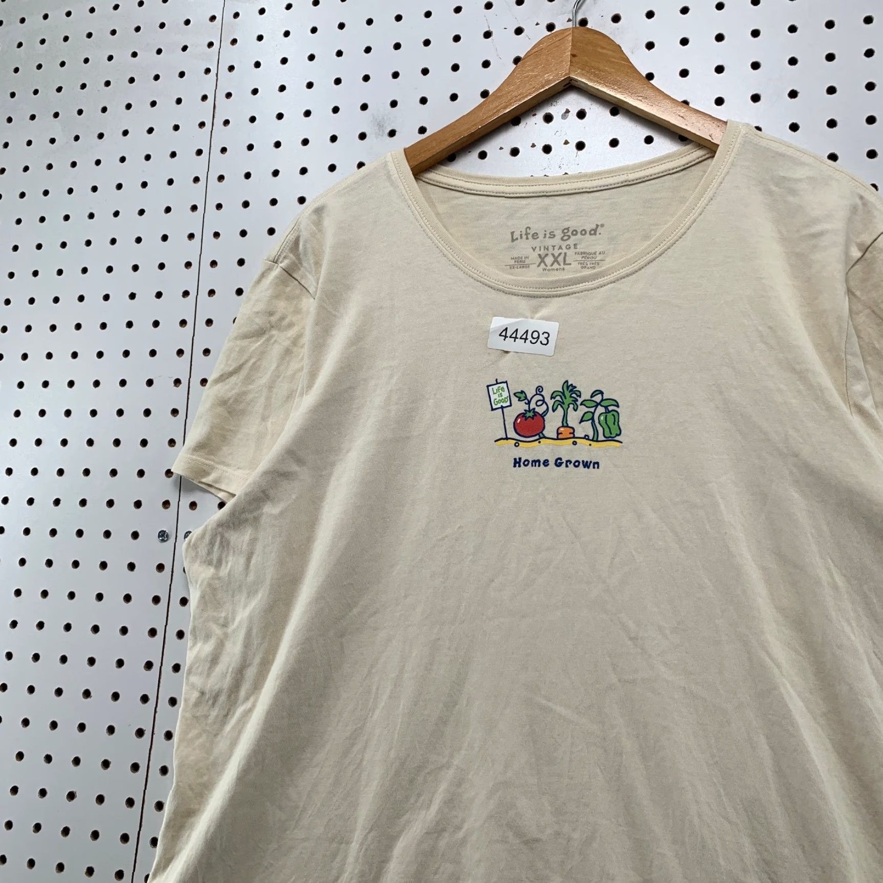 Life is Good Life is Good Gardner Shirt Womens 2XL Beige Vintage Home Grown Plants Vegetable Size XXL / US 16-18 / IT 52-54 - 3 Thumbnail