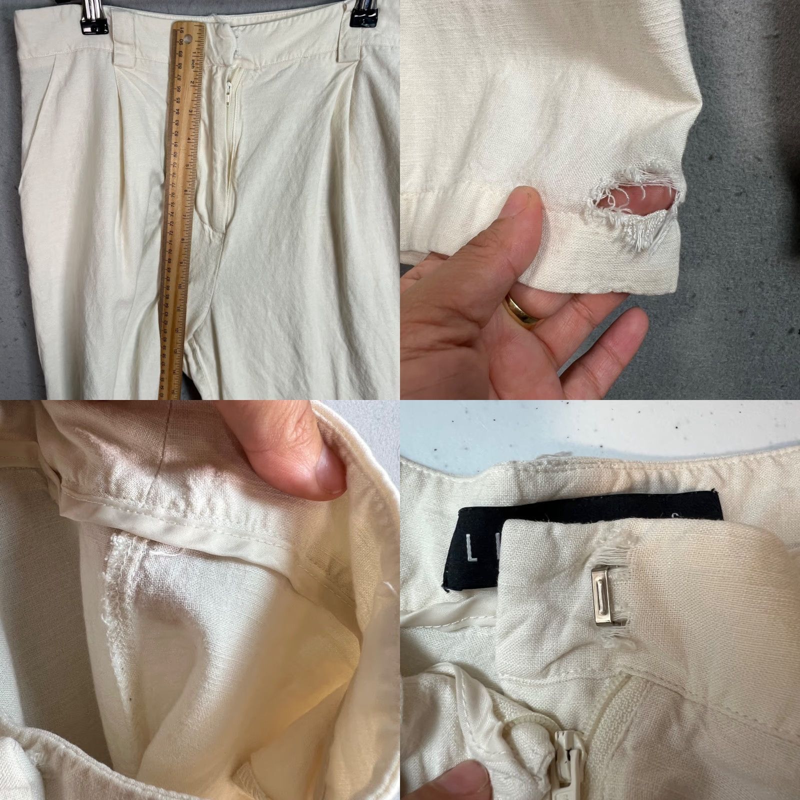Lioness Lioness Off-White High-Waisted Pleated Wide-Leg Pants Womens Size Small Size 28" / US 6 / IT 42 - 8 Thumbnail