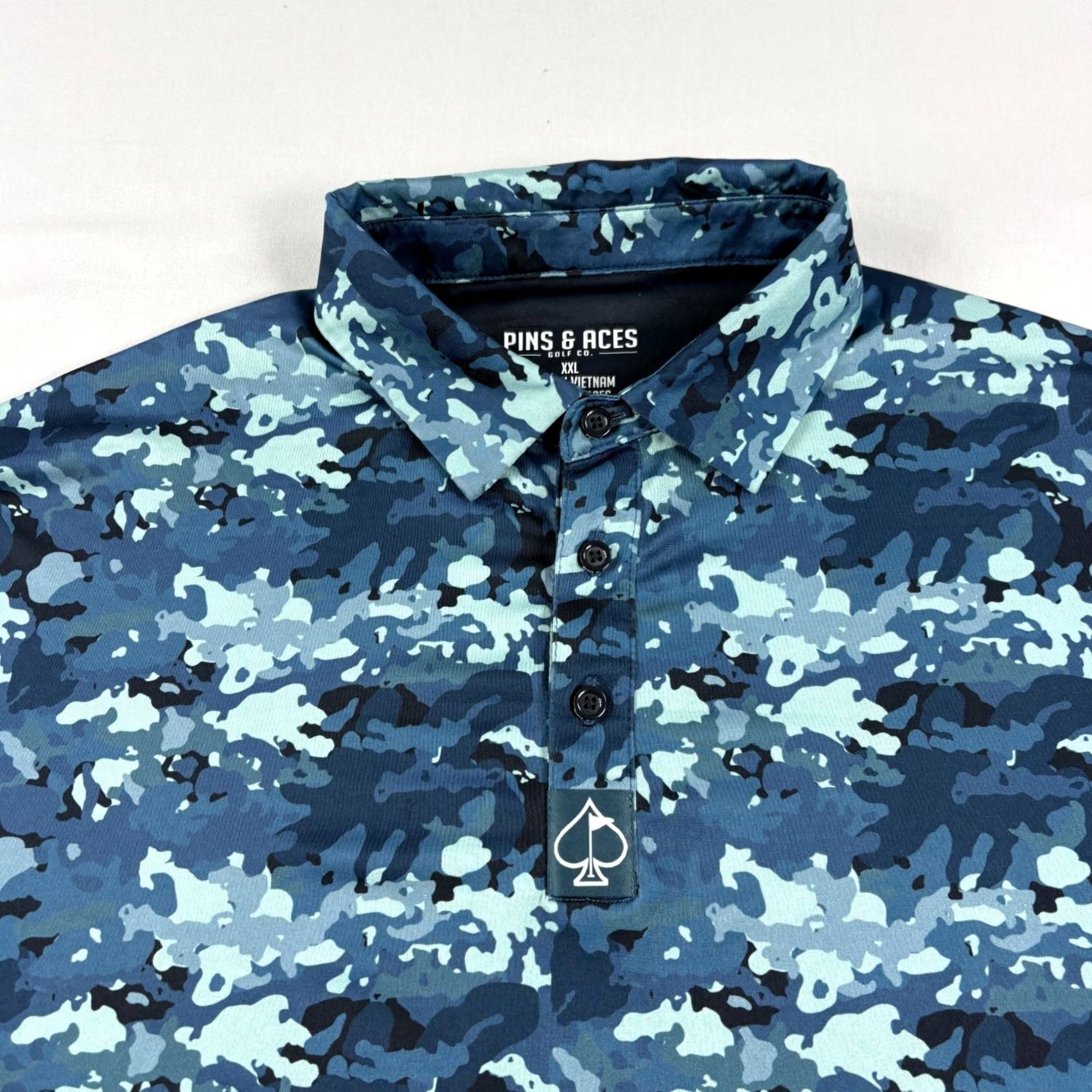 Vintage Aces Pins & Aces Polo Shirt Mens 2XL Blue Camo Golf Performance Stretch Shirt Size US XXL / EU 58 / 5 - 3 Thumbnail