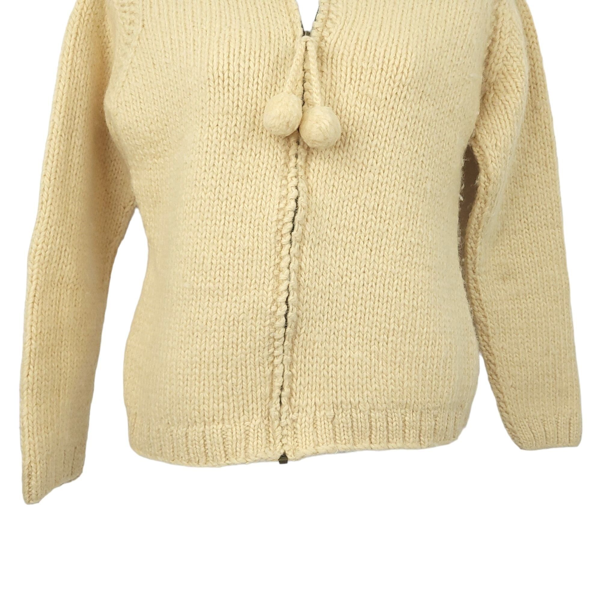 J.Crew J.Crew Full Zip Sweater Womens S Cream Knit Wool Pom Pom Size S / US 4 / IT 40 - 4 Thumbnail