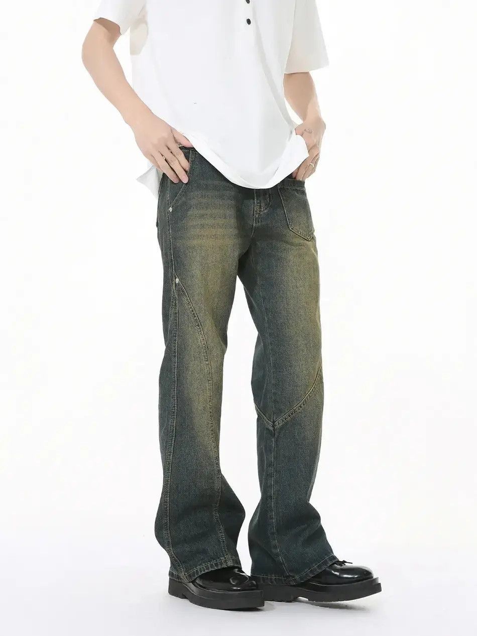 Japanese Brand Retro loose fitting patchwork micro flared jeans Size US 32 / EU 48 - 4 Thumbnail