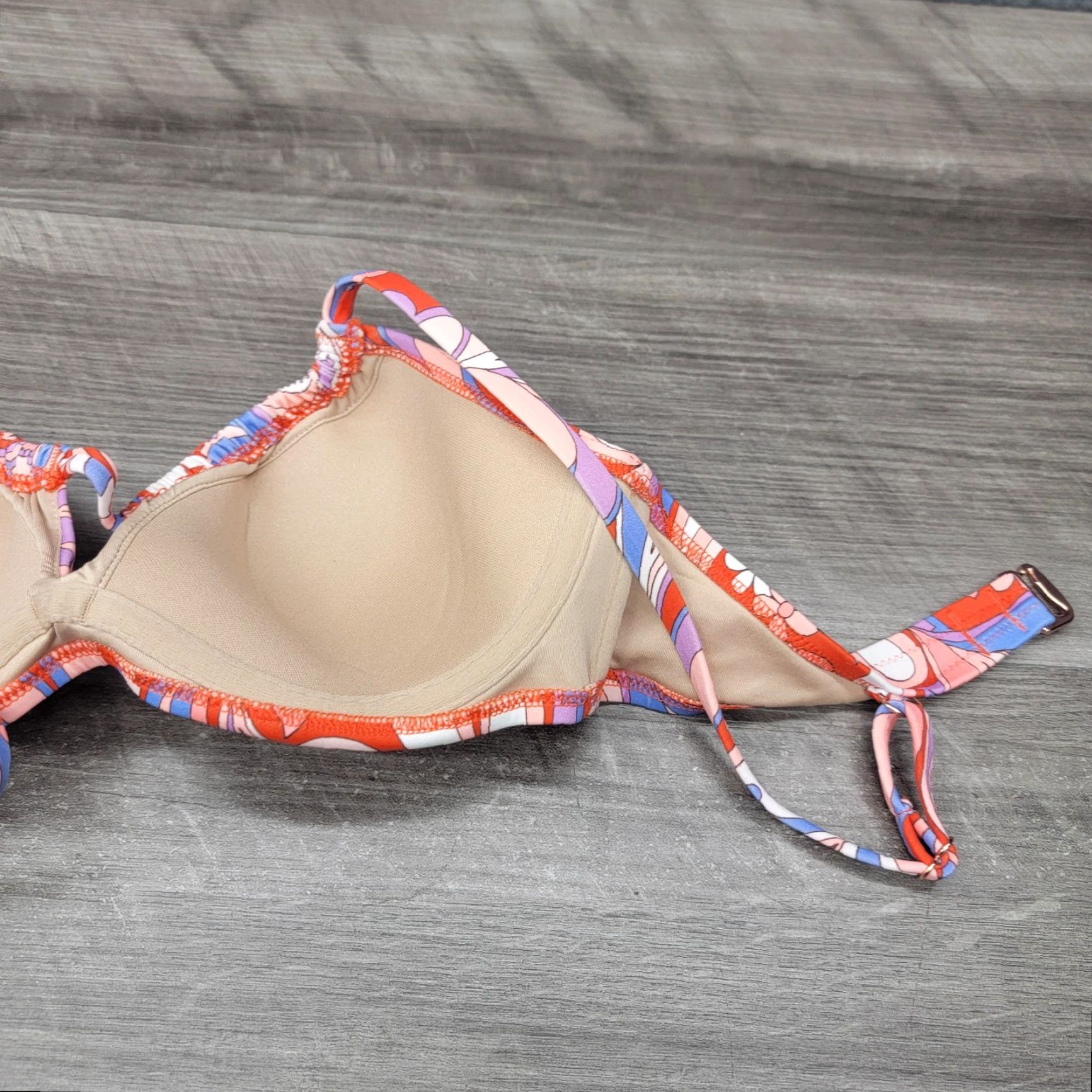 Vintage Shade & Shore Bikini Top Womens 34A Pink Paisley Underwire Lined Halter Swim Top Size XXS / US 00 / IT 34 - 5 Thumbnail