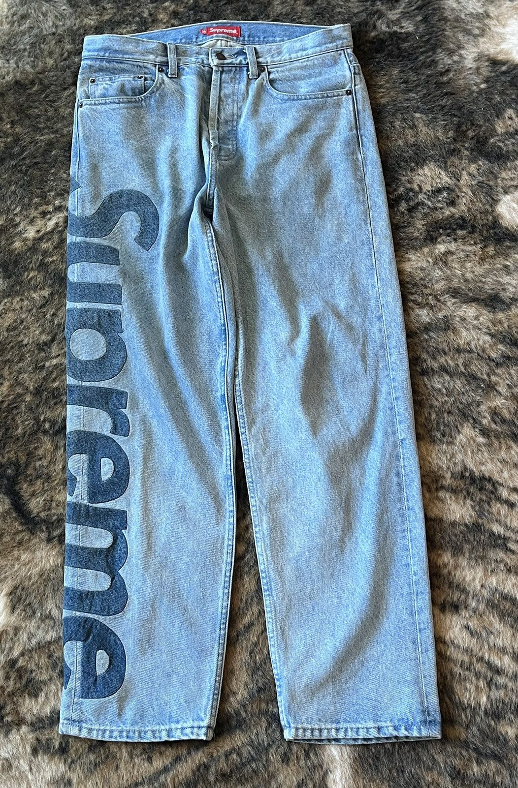 Supreme supreme inset logo jean washed blue Ss22 denim pants 32 | Grailed