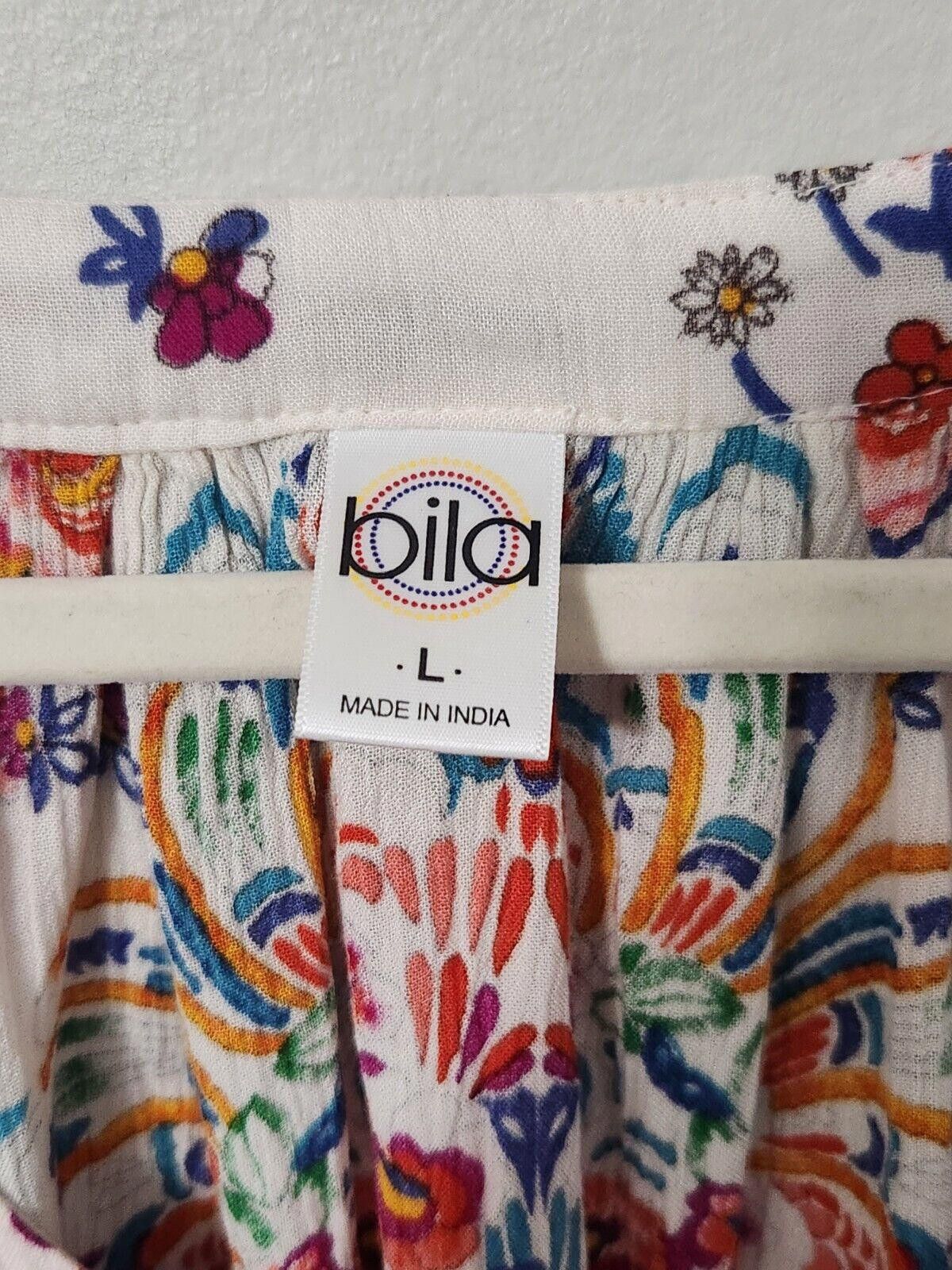Designer Bila Top Size Large V Neck Boho Hippie Floral Short Sleeve Size L / US 10 / IT 46 - 3 Thumbnail