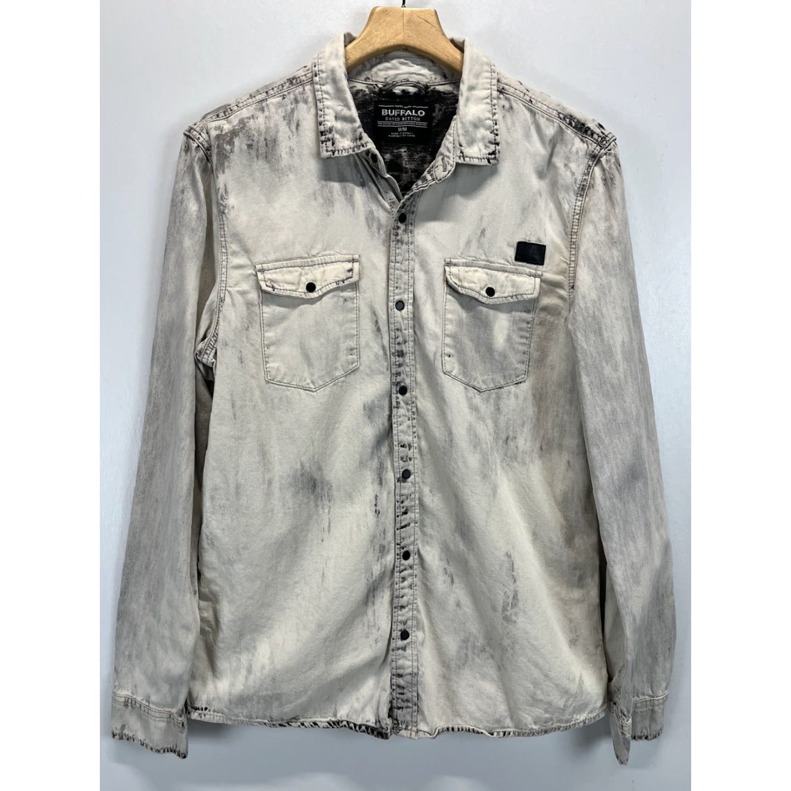 Vintage Buffalo Button-Up Shirt Denim Chambray M Gray Rock For Freedom Mens Size US M / EU 48-50 / 2 - 2 Thumbnail