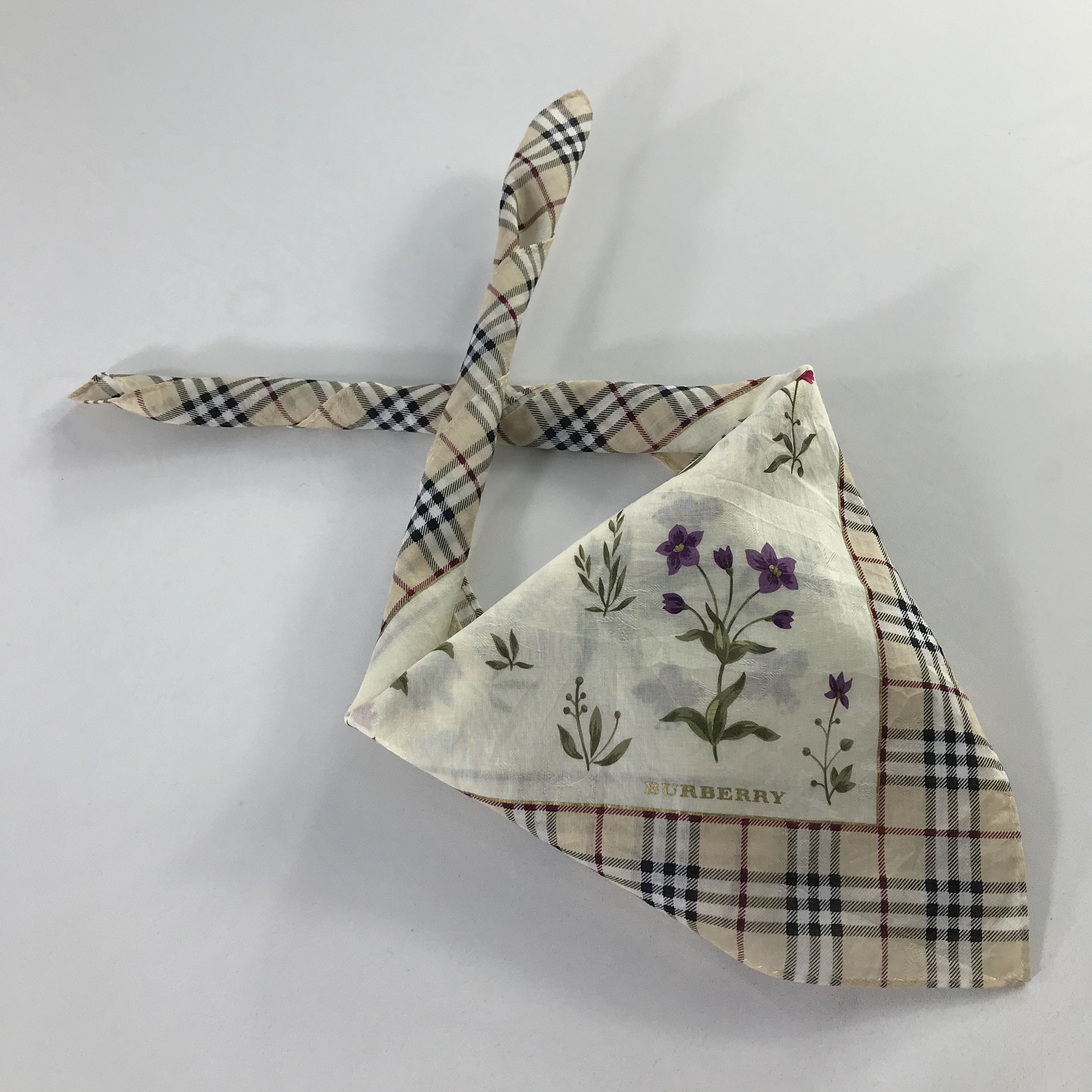 Burberry × Vintage Burberry Bandana / Handkerchief / Neckerchief - S885 Size ONE SIZE - 4 Thumbnail