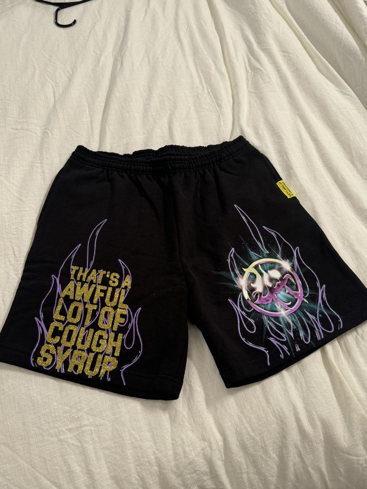 Lost hills x cough syrup black sweat shorts size large