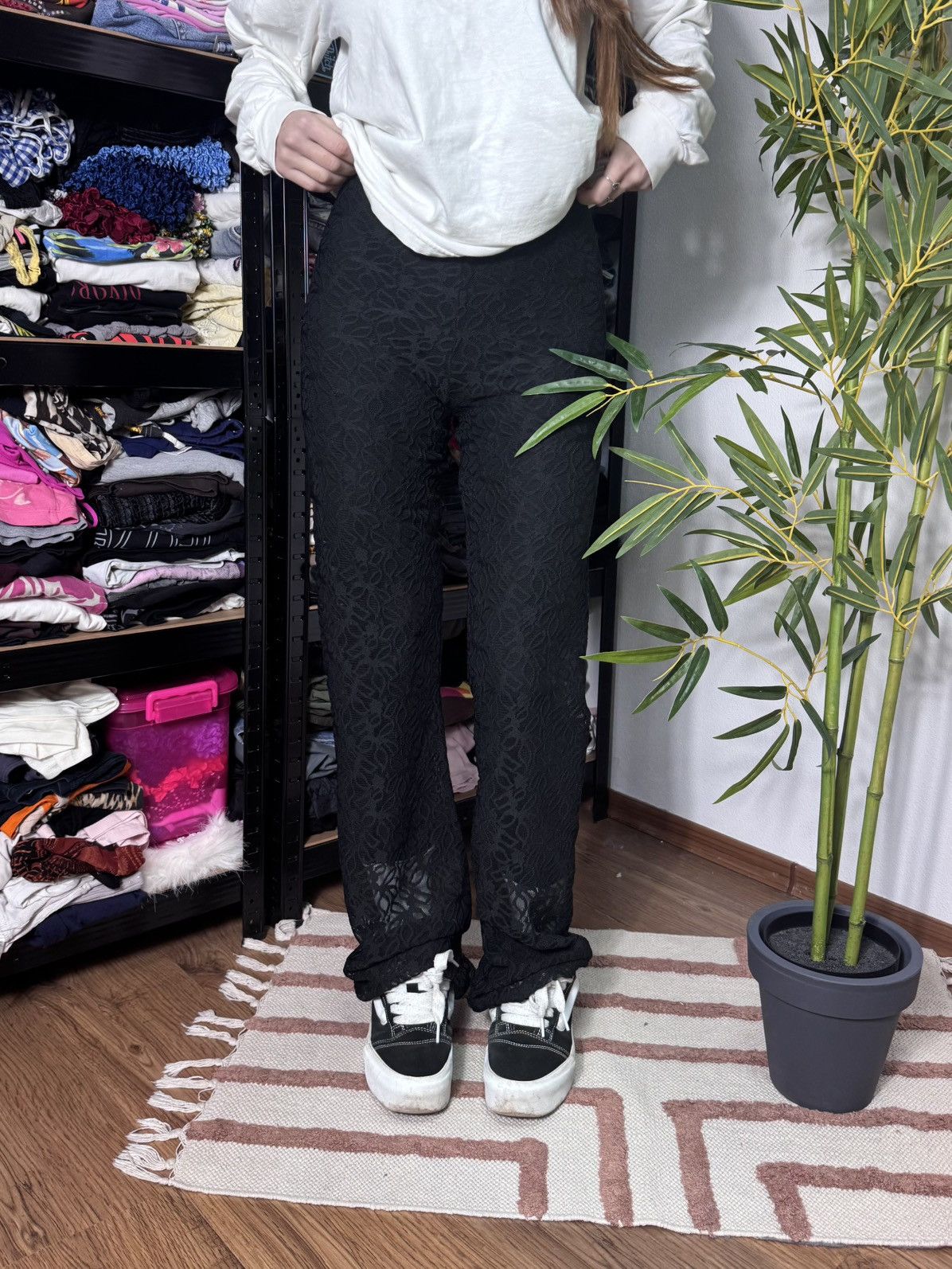 Japanese Brand × Vintage GUIPURE LACE RUCHES MESH FLARE PANTS Size 26" / US 2 / IT 38 - 6 Thumbnail
