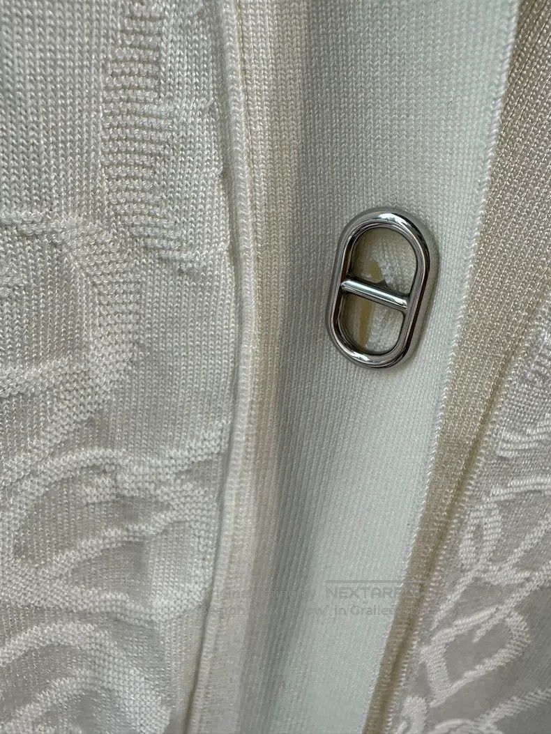 Hermes Hermes White Pig Nose Subtle Logo Long Cardigan Size XS / US 0-2 / IT 36-38 - 3 Thumbnail