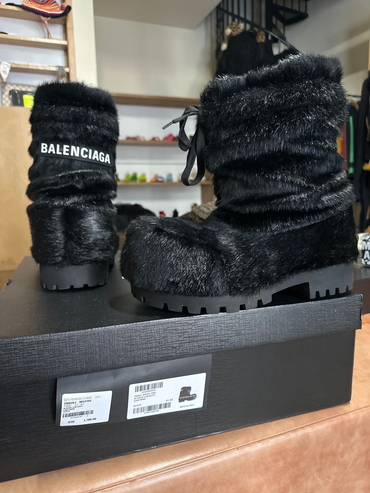 Pre-owned Balenciaga 2024 Alaska Boot Black Mink Fur
