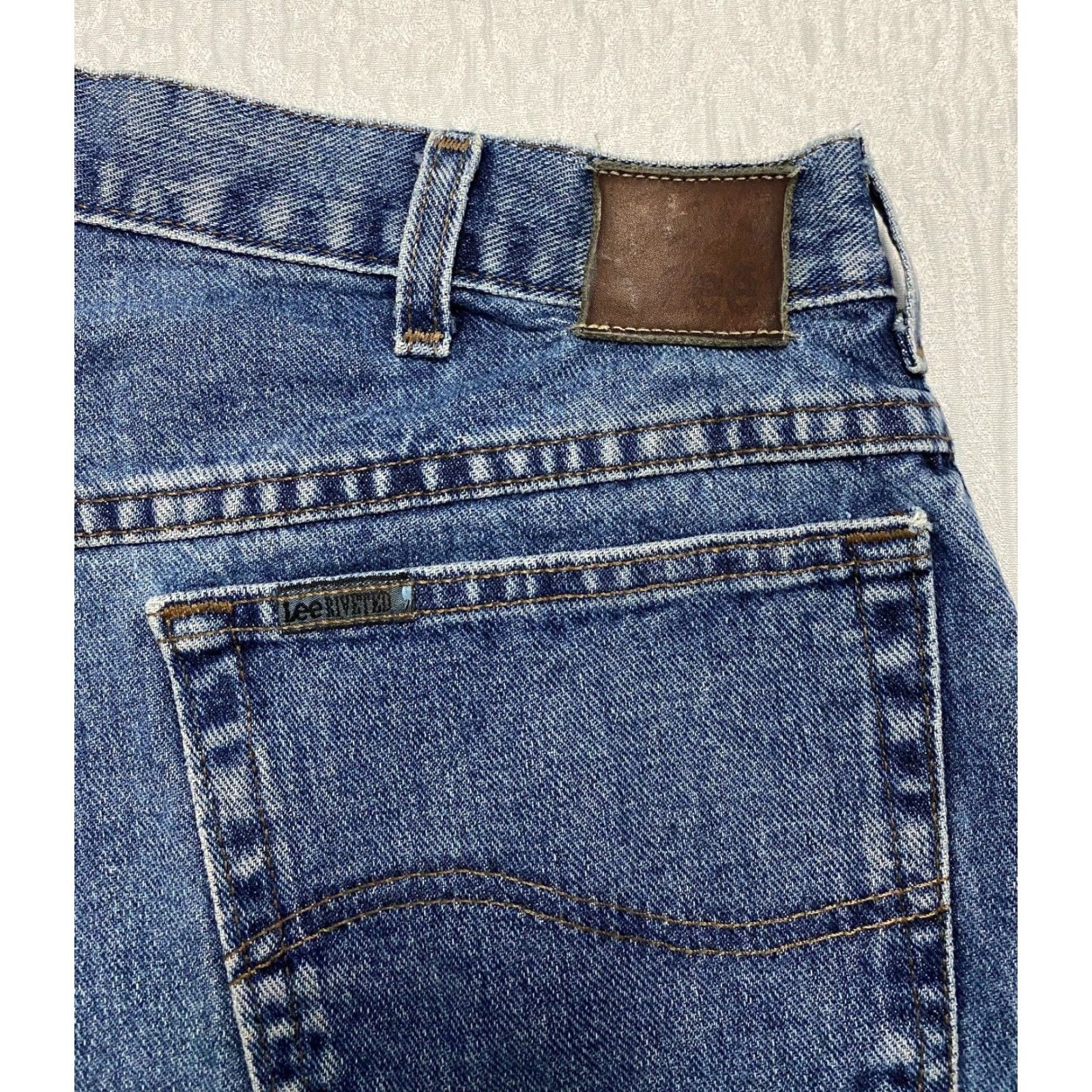 Lee VINTAGE Lee Jeans USA 36×28 Riveted Men's Blue Denim Wide-Leg 5-Pocket Jeans Mens Size US 36 / EU 52 - 7 Thumbnail