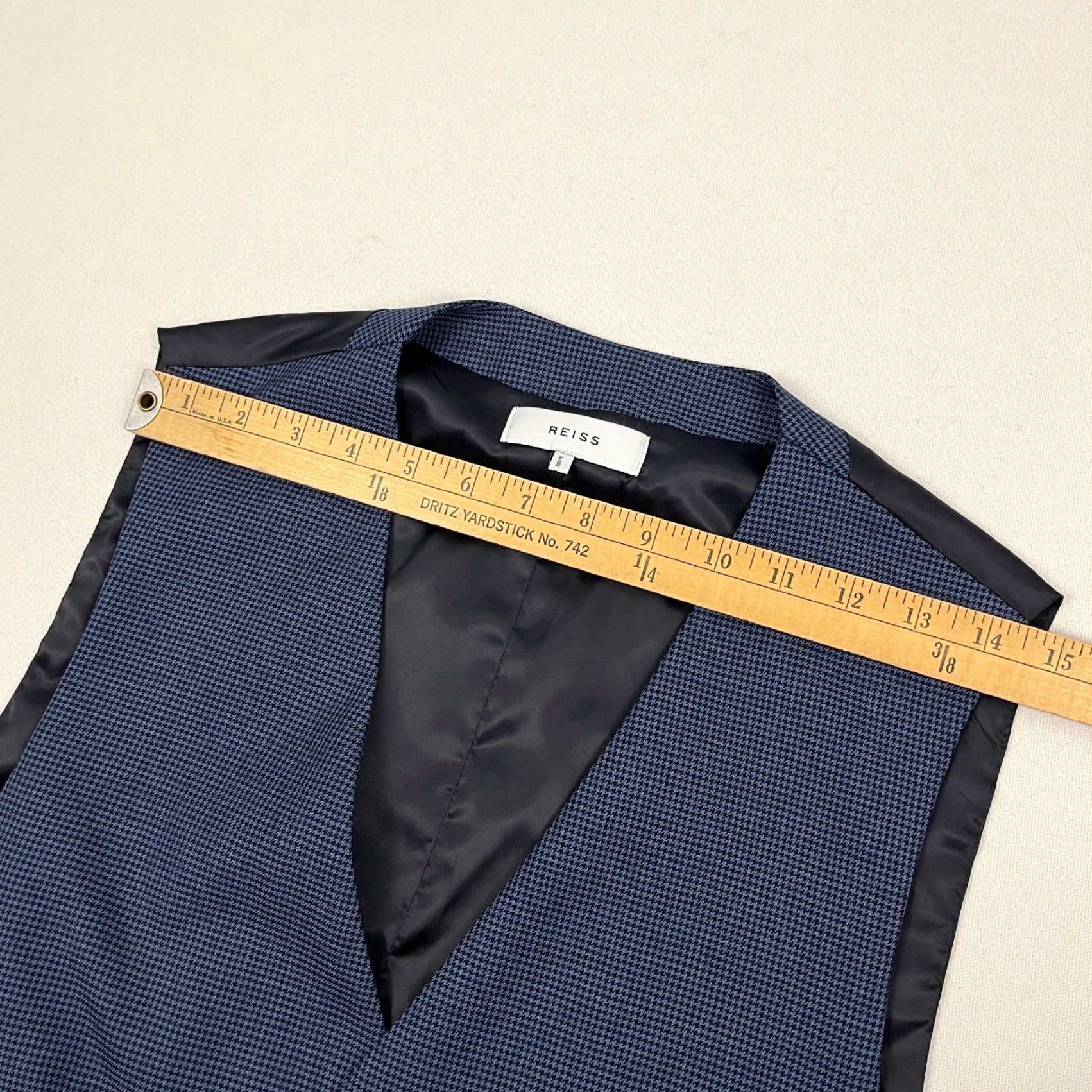 Reiss VINTAGE Reiss Waistcoat 42 Blue Black Wool Houndstooth Six-Button NEW Size US M / EU 48-50 / 2 - 6 Thumbnail