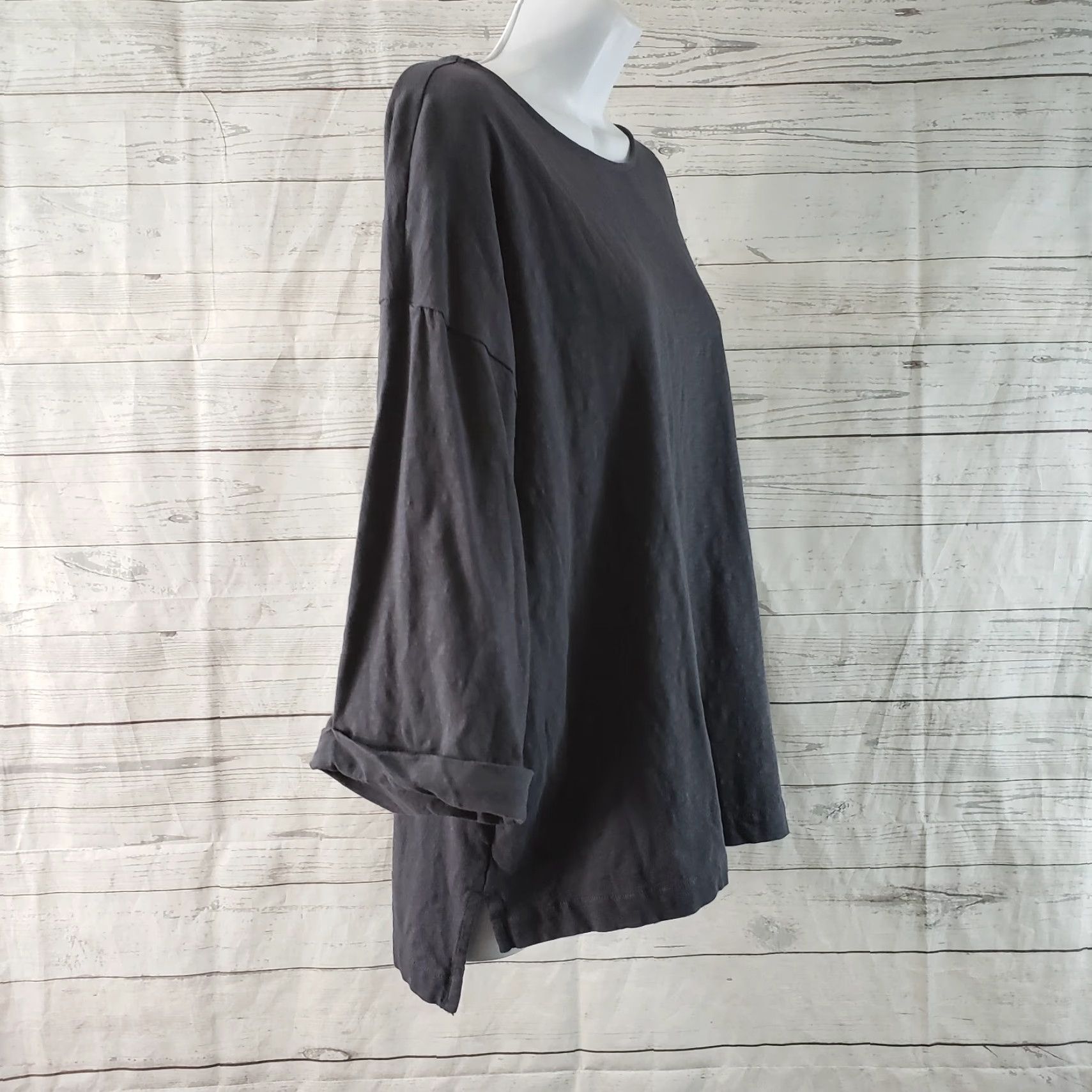 J. Jill VINTAGE PureJill Womens Perfectly Relaxed Top Sz Medium Petite Gray Organic Cotton Size M / US 6-8 / IT 42-44 - 3 Thumbnail