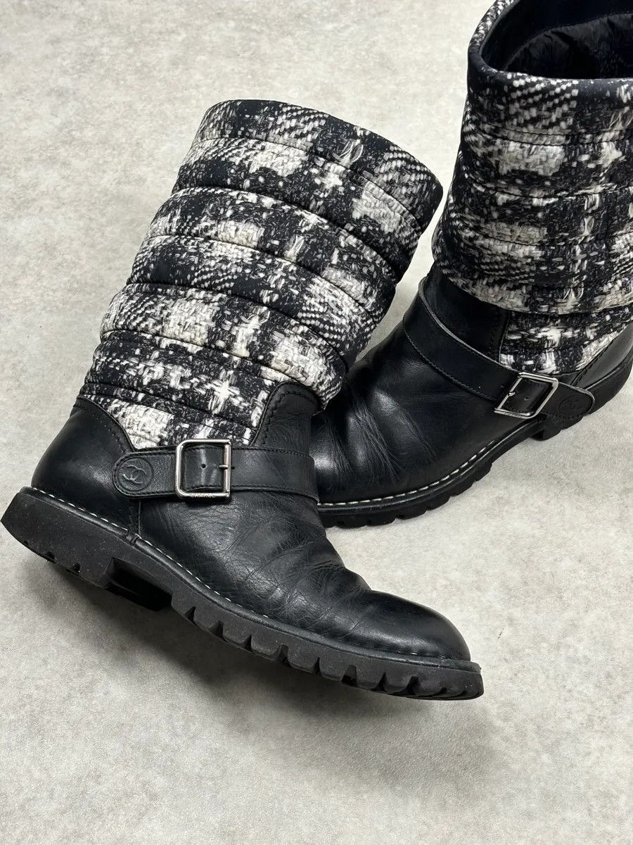 Chanel Chanel Black Leather Quilted Biker Boots Size US 8 / IT 38 - 9 Thumbnail