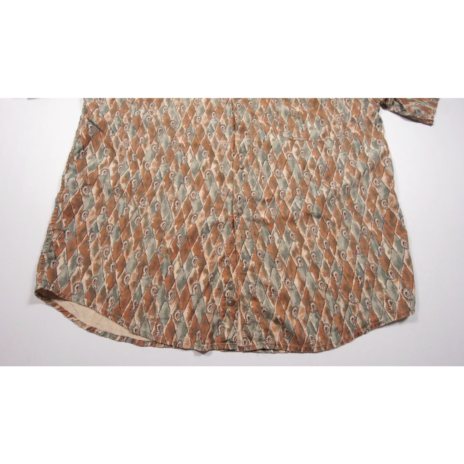 Vintage Vintage Rinnovato Men's Shirt Short Sleeve Silk Paisley Brown Large Apparel Size US L / EU 52-54 / 3 - 3 Thumbnail