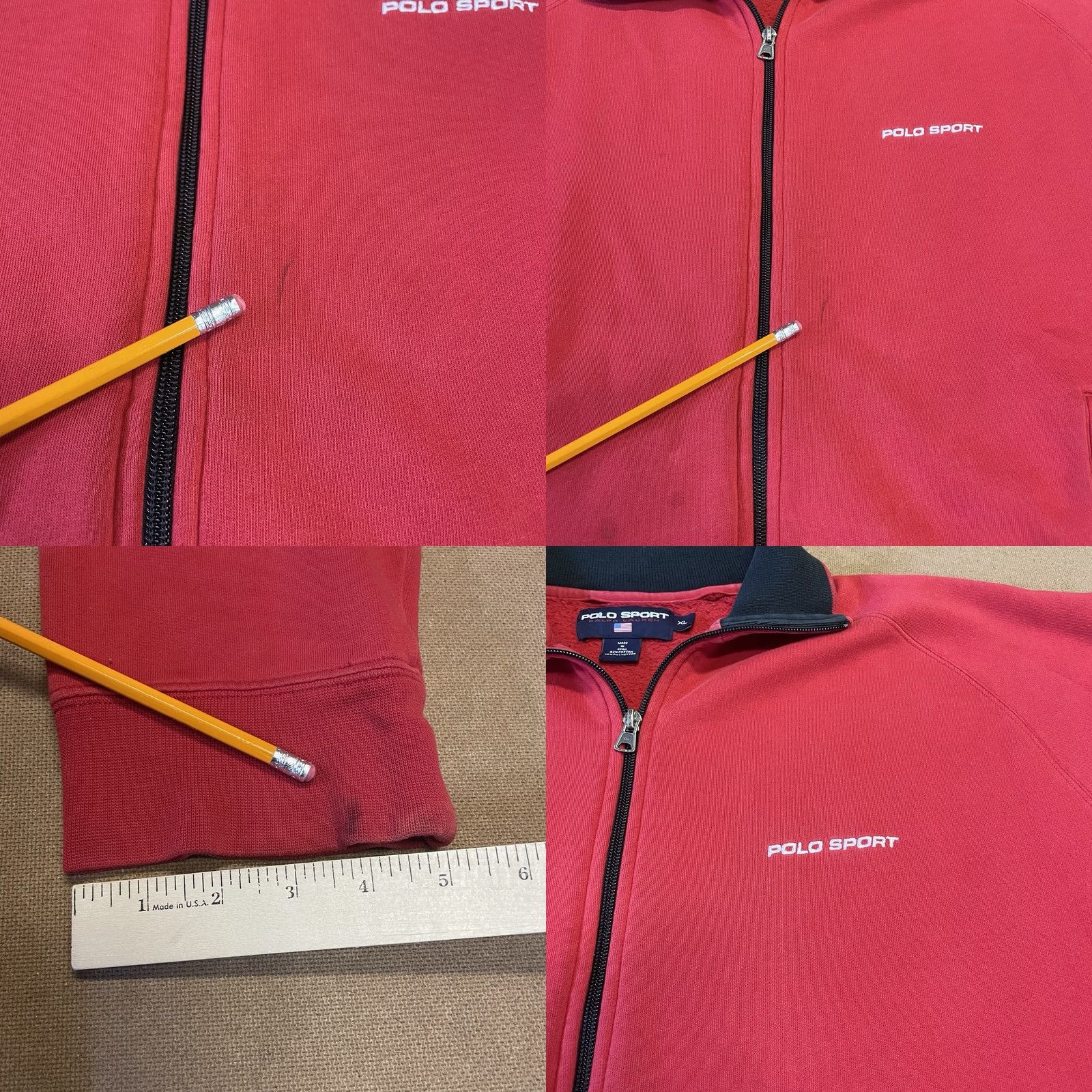 Polo Ralph Lauren VINTAGE Polo Ralph Lauren Sweater Logo Full Zip XL Mens Red Knit Embroidered 90s Preppy School Athletic Style Size US XL / EU 56 / 4 - 8 Thumbnail