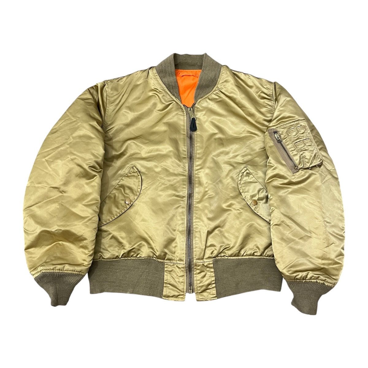 Alpha Industries Corinth Mfg.co - Vintage 80s Gold Ma-1 Fly Bomber Jacket Size US L / EU 52-54 / 3 - 1 Thumbnail