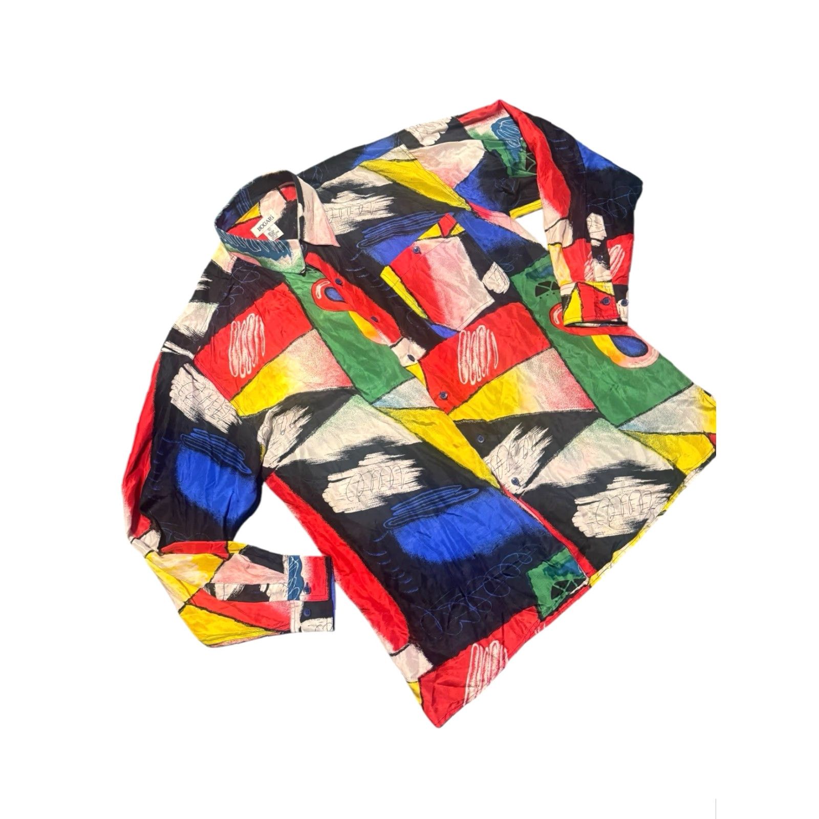 Vintage VINTAGE Bogari Abstract Button Up 100% Silk Shirt Long Sleeve Multi Size M Size M / US 6-8 / IT 42-44 - 3 Thumbnail