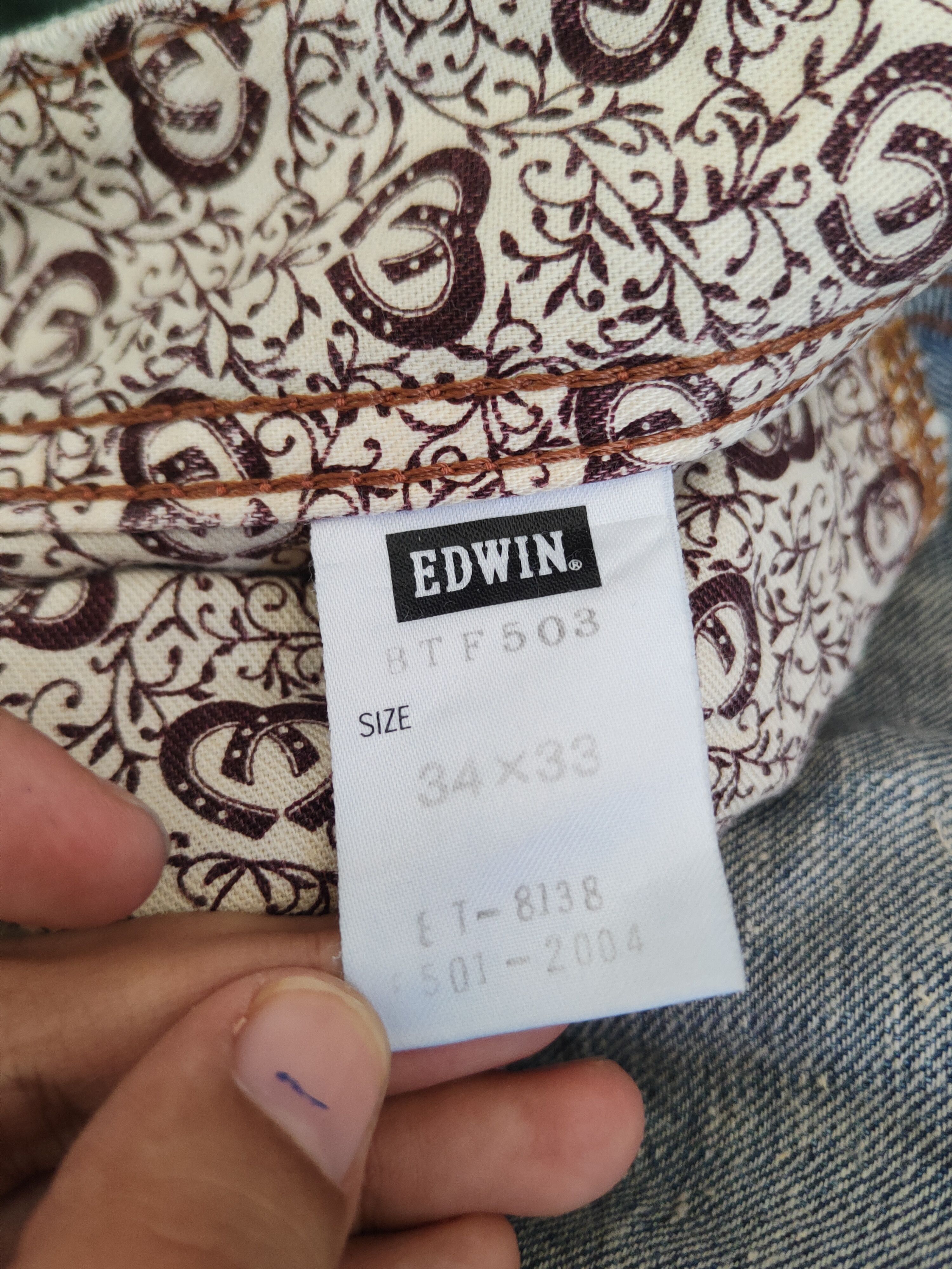 Edwin Edwin 503 Blue Distressed Ripped denim Jeans #W1876 Size US 35 - 15 Thumbnail