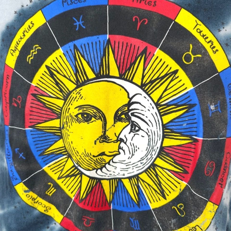 Vintage Zodiac Astrology Chart T Shirt Mens Large Blue Tie Dye Sun Moon Chemistry Shirt Size US L / EU 52-54 / 3 - 3 Thumbnail