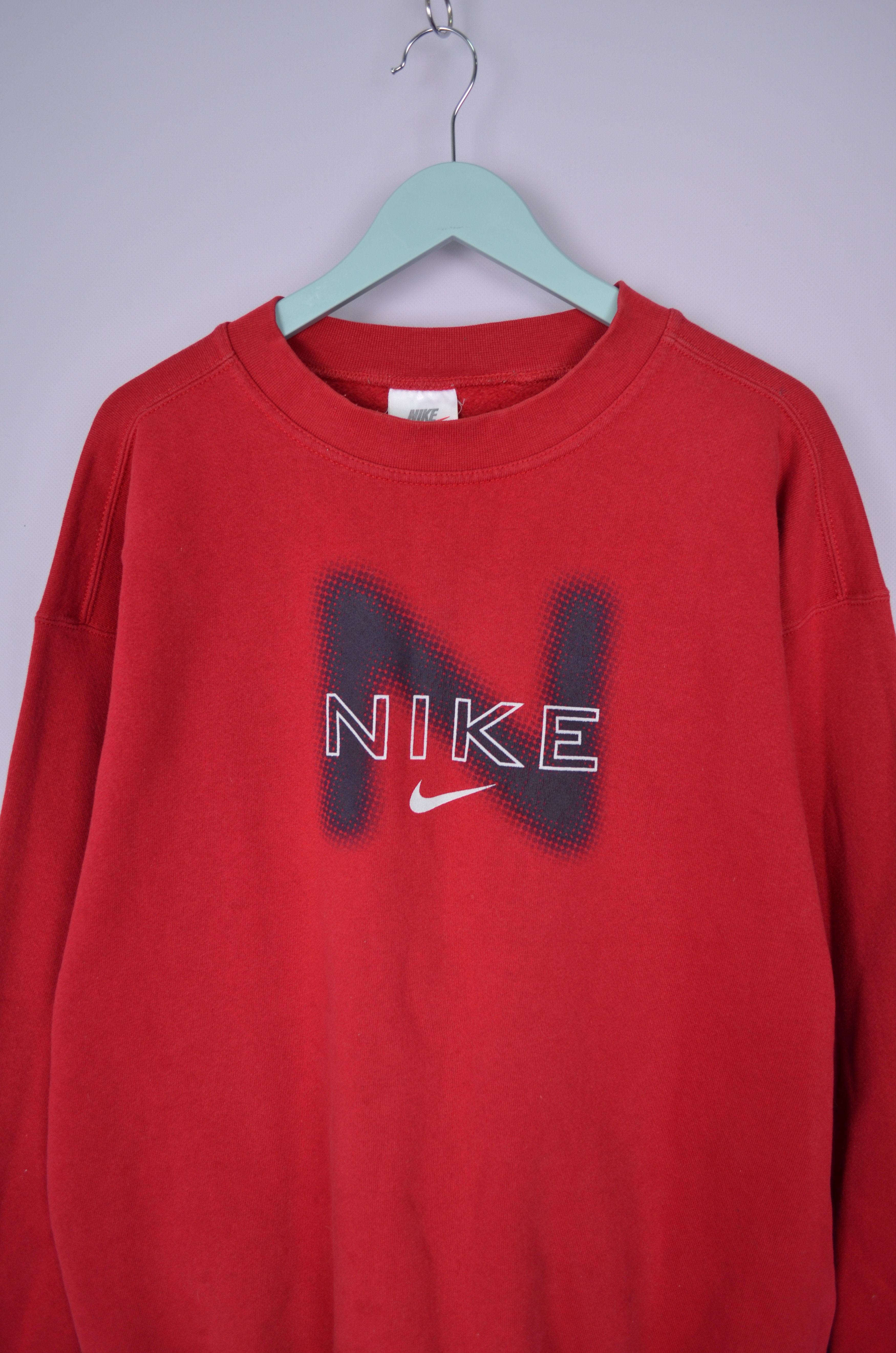 Designer × Nike × Vintage Nike Big Logo Sweatshirt Red Size L Vintage Made in USA 90s Size US L / EU 52-54 / 3 - 2 Thumbnail