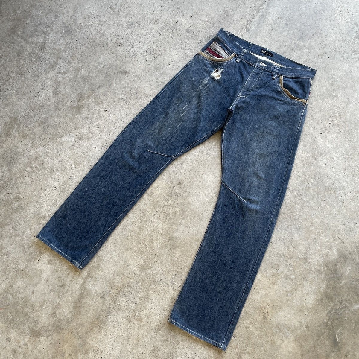 Japanese Brand × Jean × Vintage Vintage Concave Attempt Rare Designs Denim Pants Jeans W33 Size US 33 - 3 Thumbnail