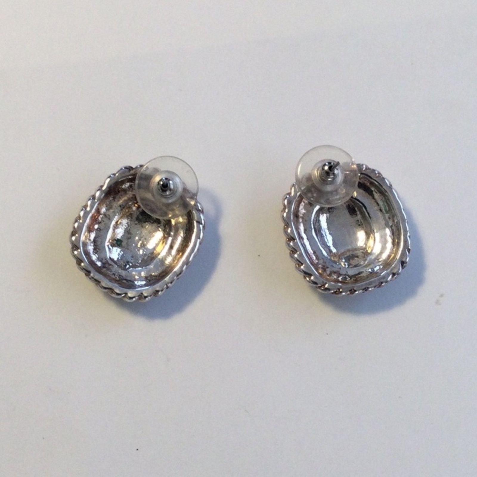 Other Vintage Silver Tone Double Rope Band Friction Back Earrings Size ONE SIZE - 8 Thumbnail