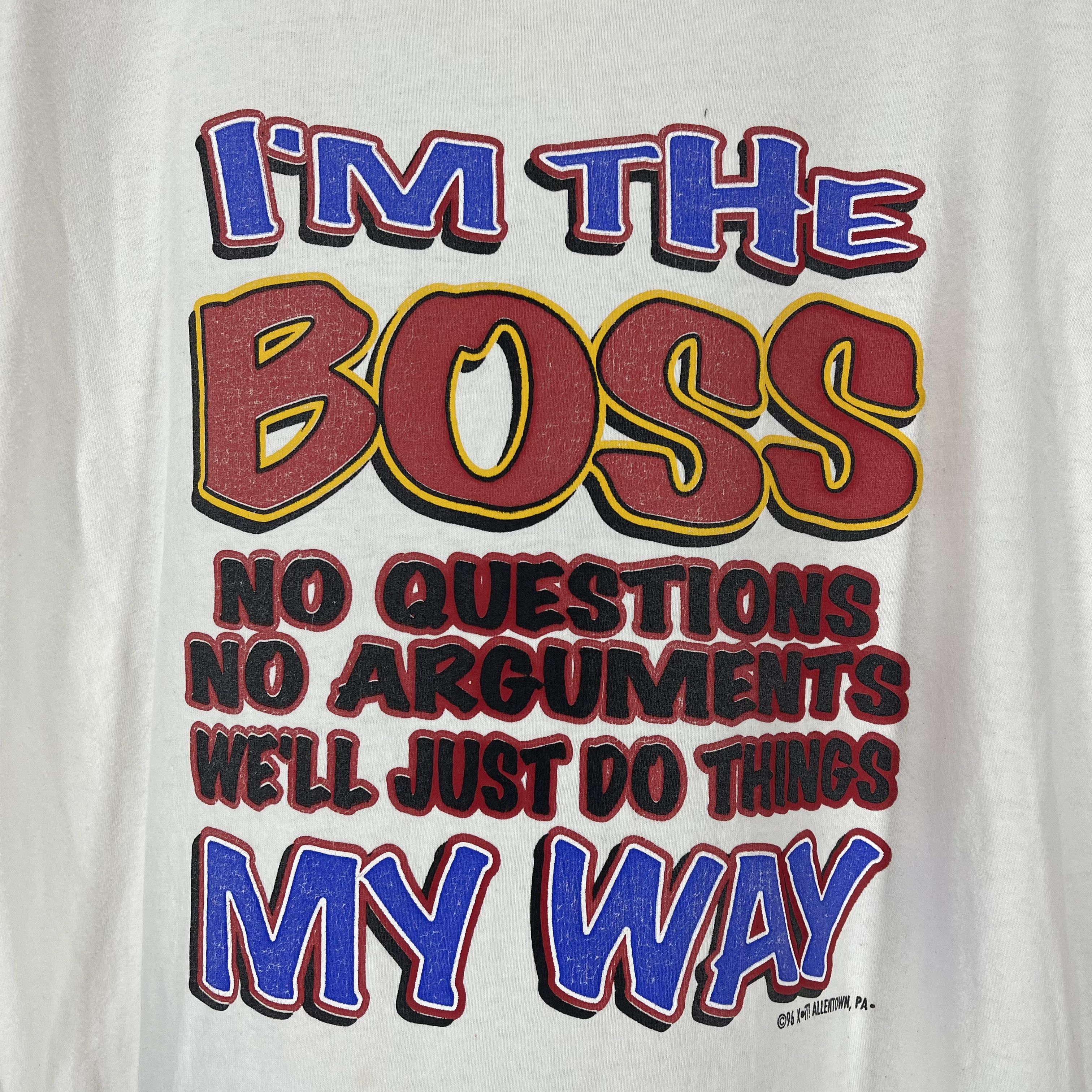Fruit Of The Loom 90s Vintage IM THE BOSS Crew Neck T Shirt #1730/06 Size US XXL / EU 58 / 5 - 2 Thumbnail