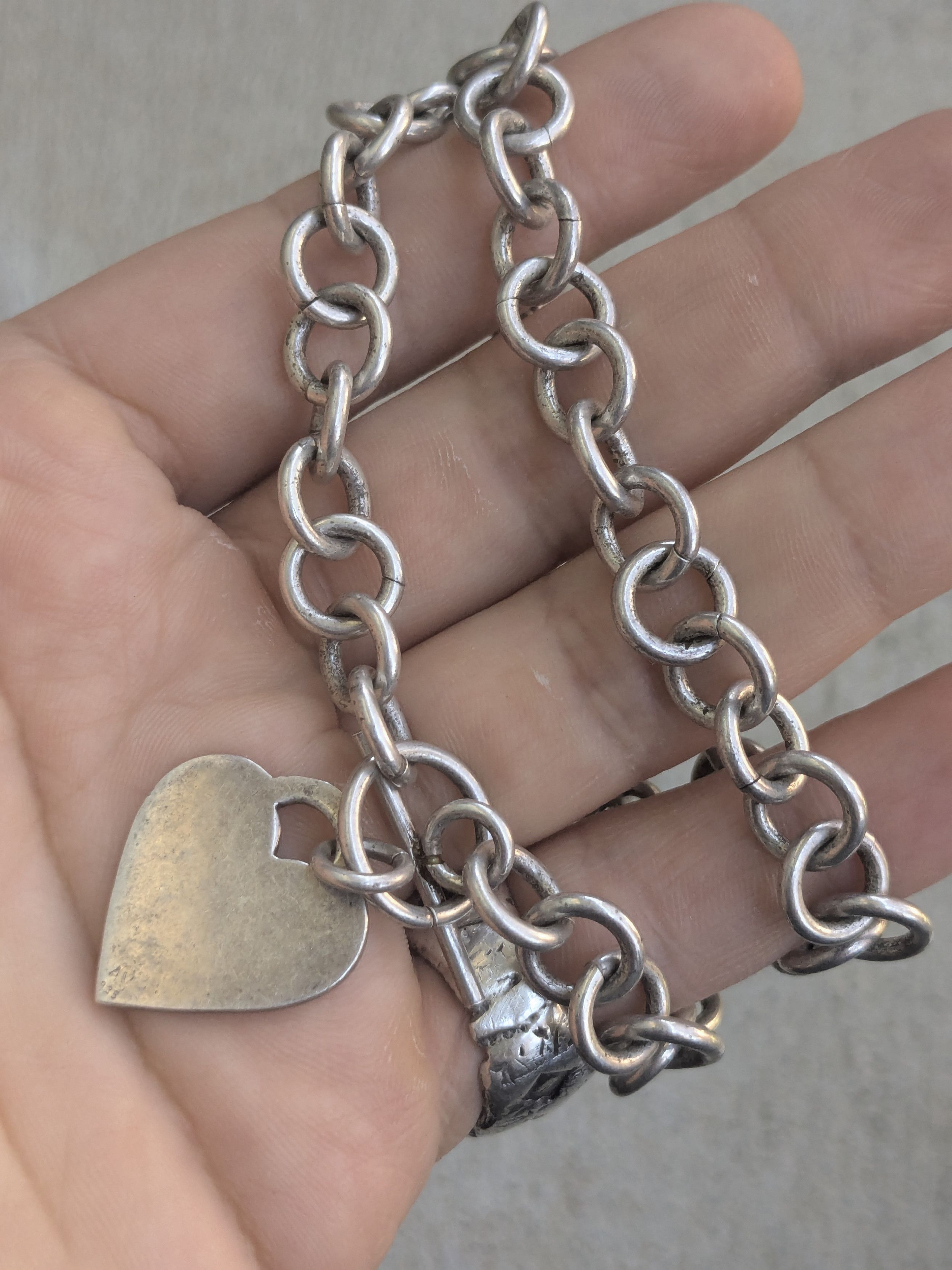 Jewelry Vintage Sterling Silver Choker Necklace Heart Round 16" Size ONE SIZE - 10 Thumbnail