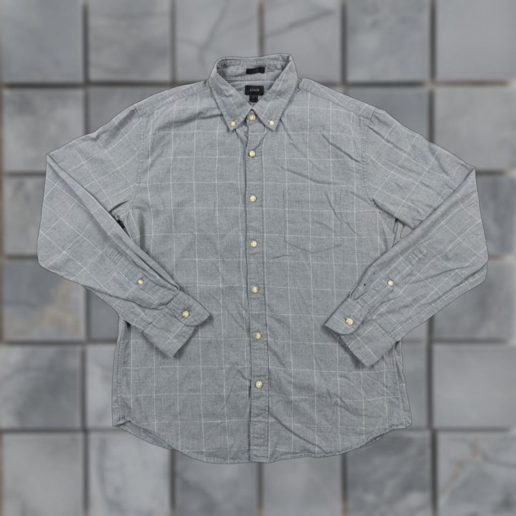 J.Crew J.CREW Shirt Adult Mens Large Gray Button-Down Long Sleeve Slim Fit Preppy Check Size US L / EU 52-54 / 3 - 1 Thumbnail