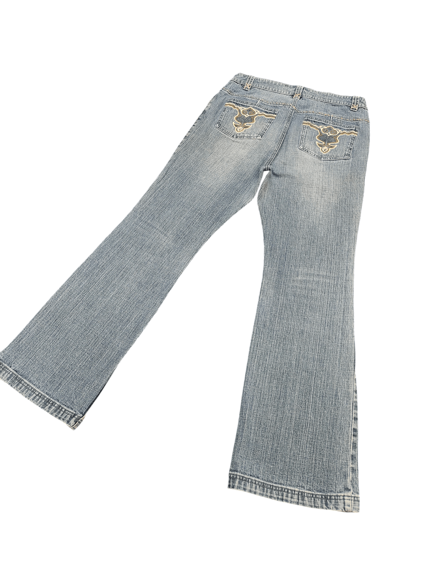 If Six Was Nine Flare Jeans La Redoute Tribal Clawmark Faded Bootcut Y2k Size US 31 - 14 Thumbnail