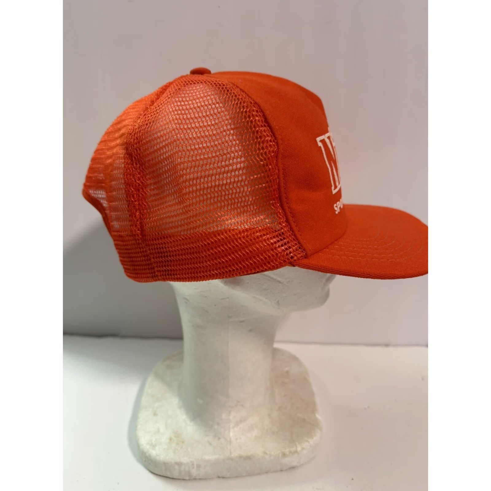 Vintage VINTAGE John Ascuaga's Nugget Sportsmens Club SnapBack Trucker Hat Made USA AdjustaBle Orange Mens 1980s 30th Anniversary New Old Stock Printed Logo Size ONE SIZE - 2 Thumbnail