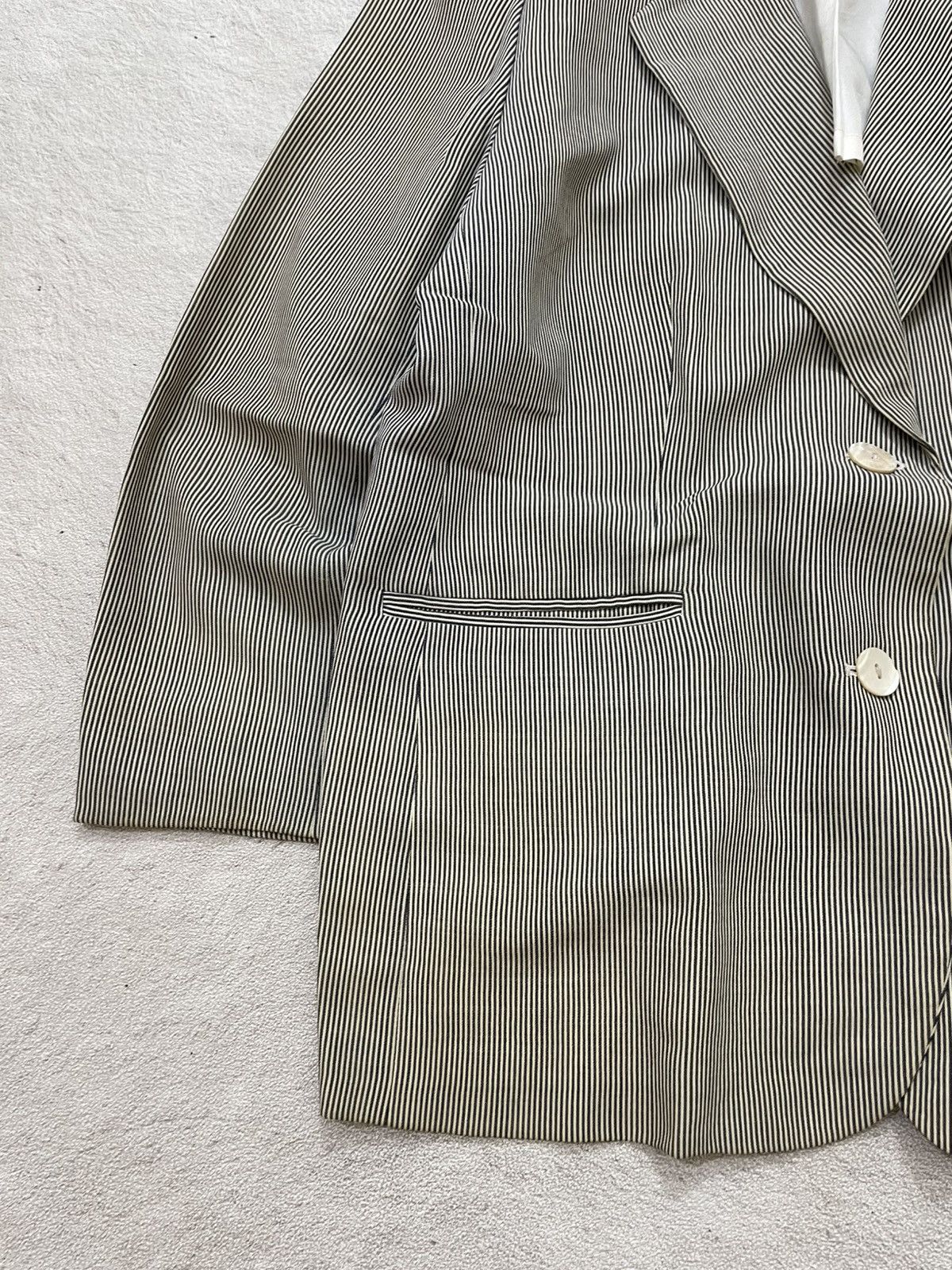 Burberry Vintage Burberrys Pinstripe Blazer Beige Tailored Jacket Y2K Size 54R - 3 Thumbnail
