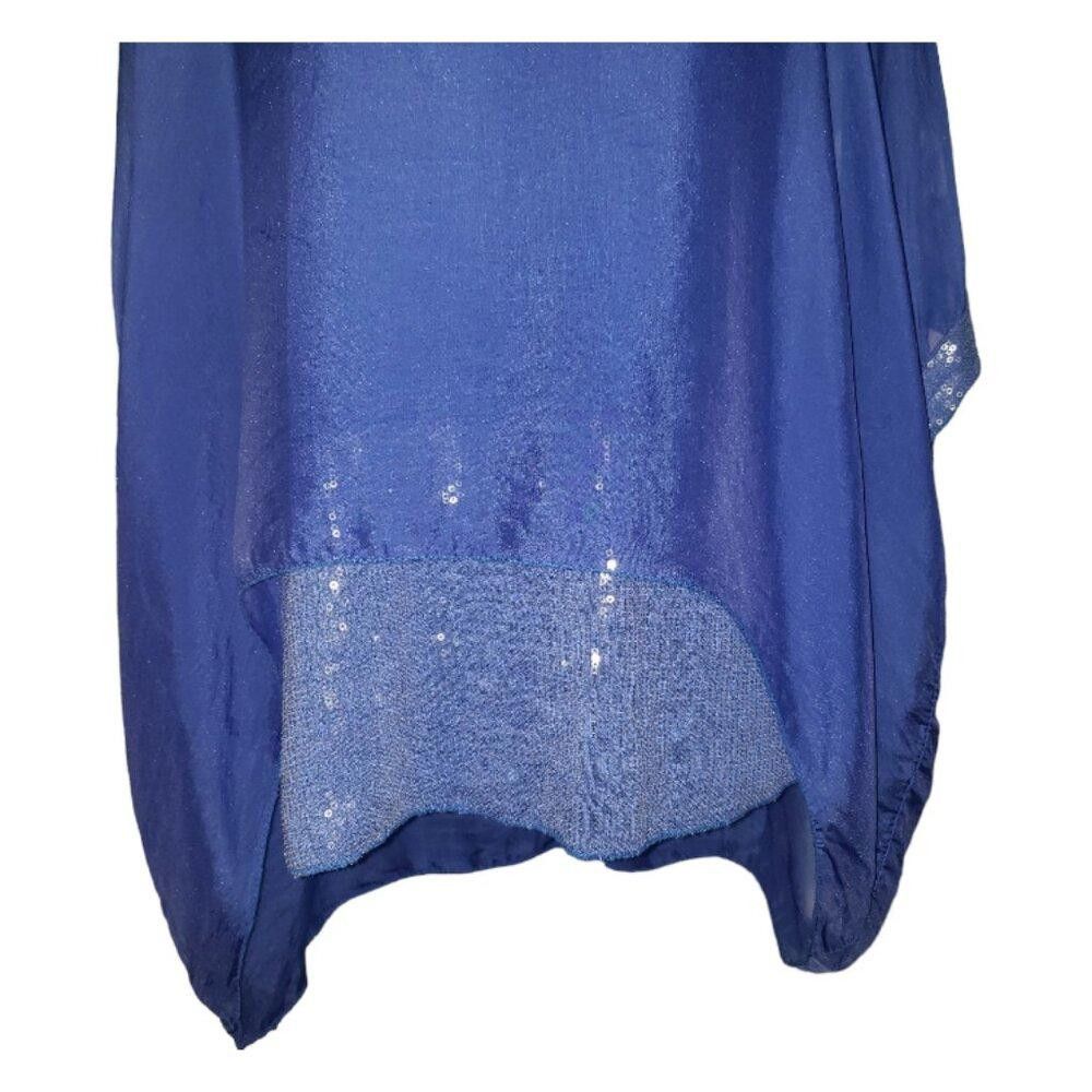 Designer CT1570 NY by Amati Indigo Blue Sequined Layered Top L Size L / US 10 / IT 46 - 2 Thumbnail